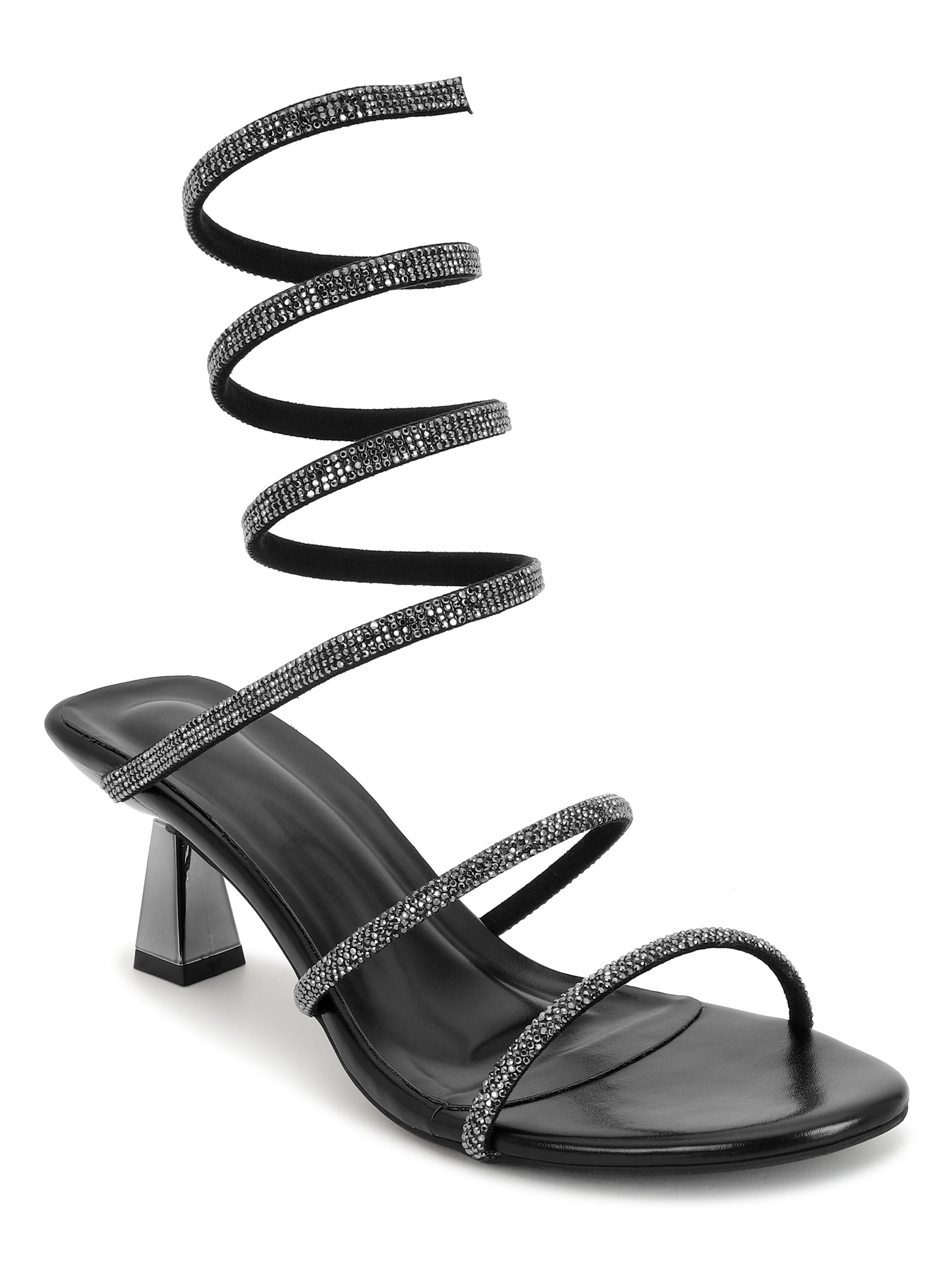 Black Kitten Heels Sandals for women