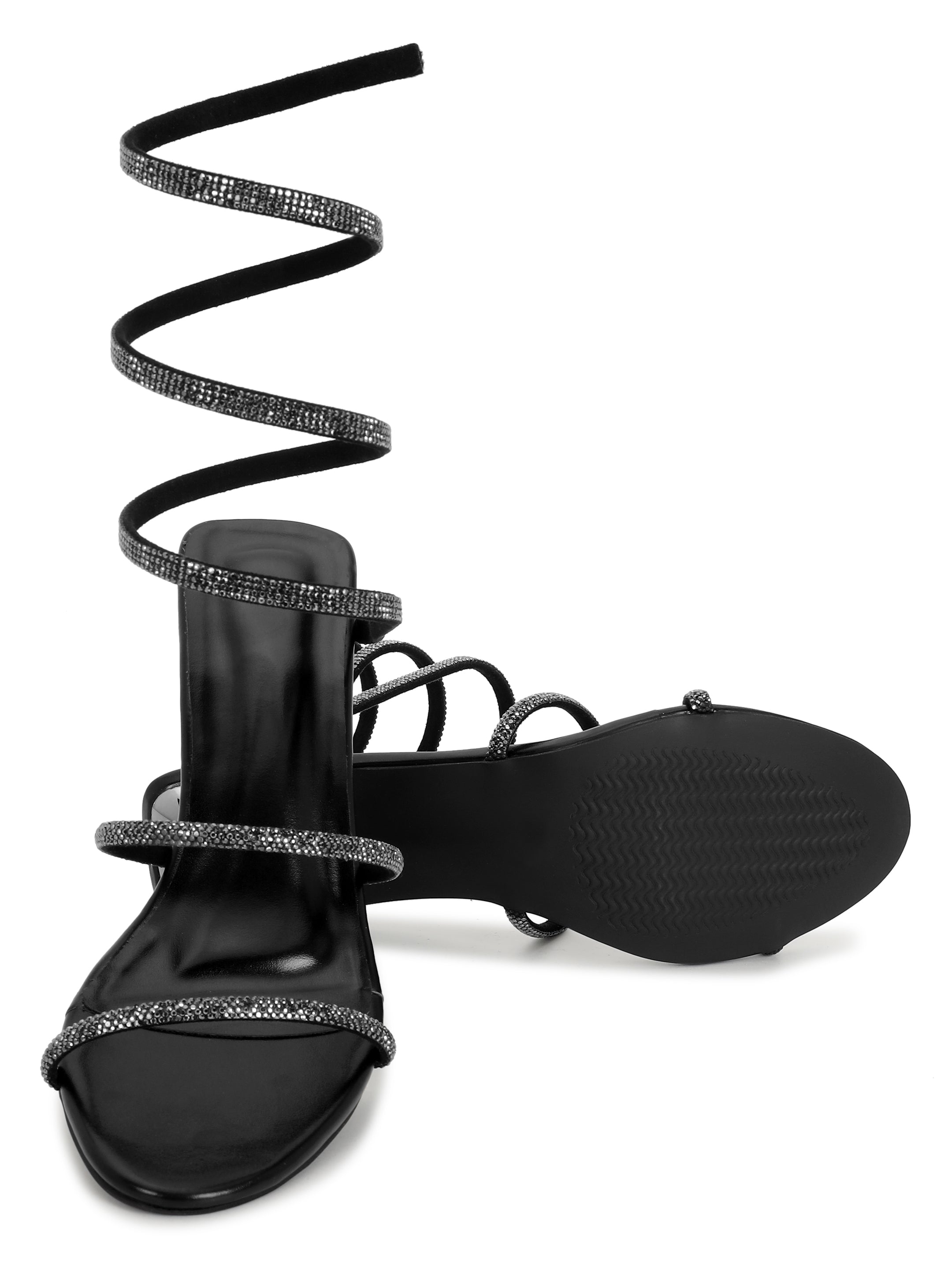 Black Kitten Heels Sandals for women