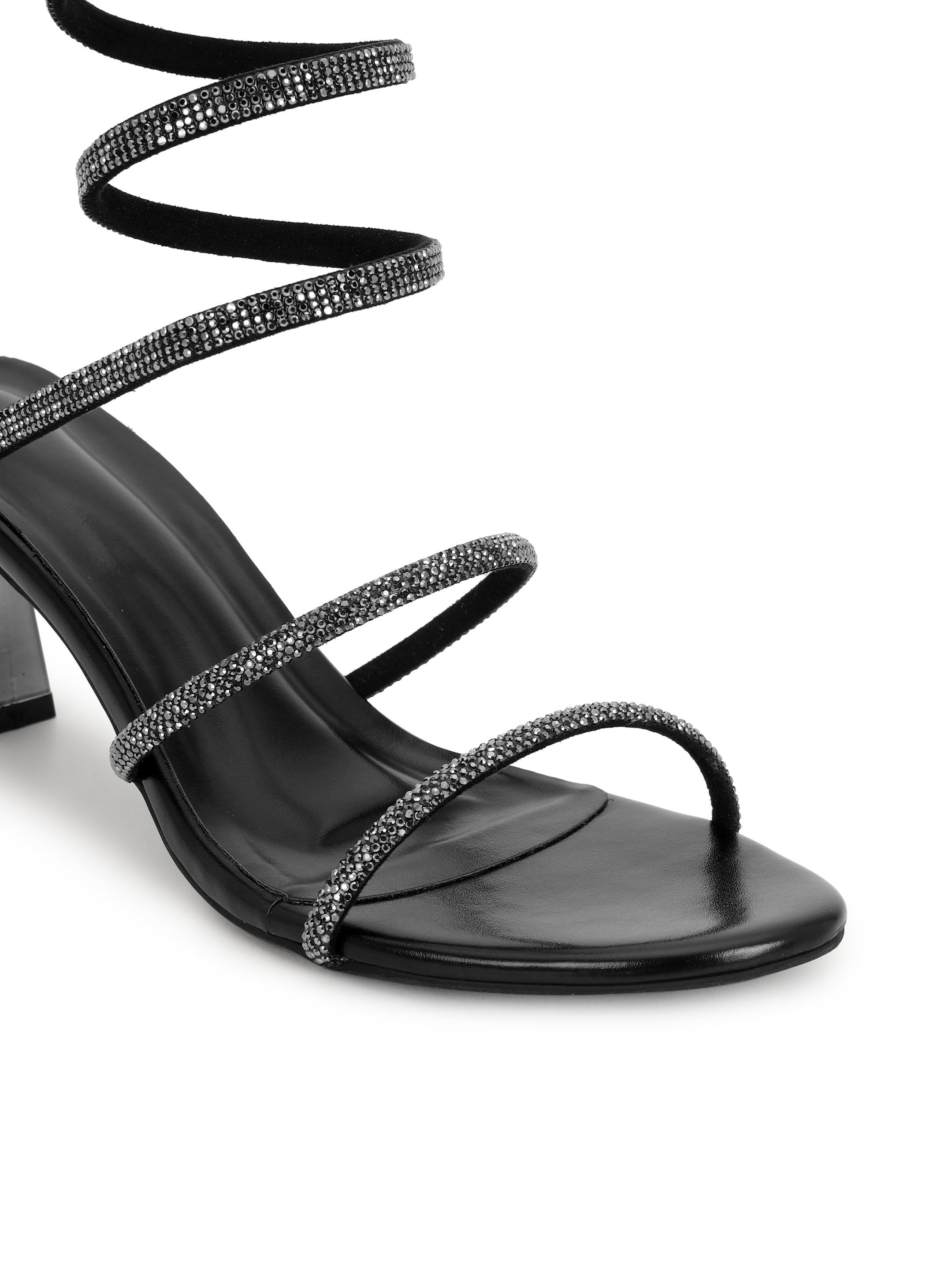 Black Kitten Heels Sandals for women