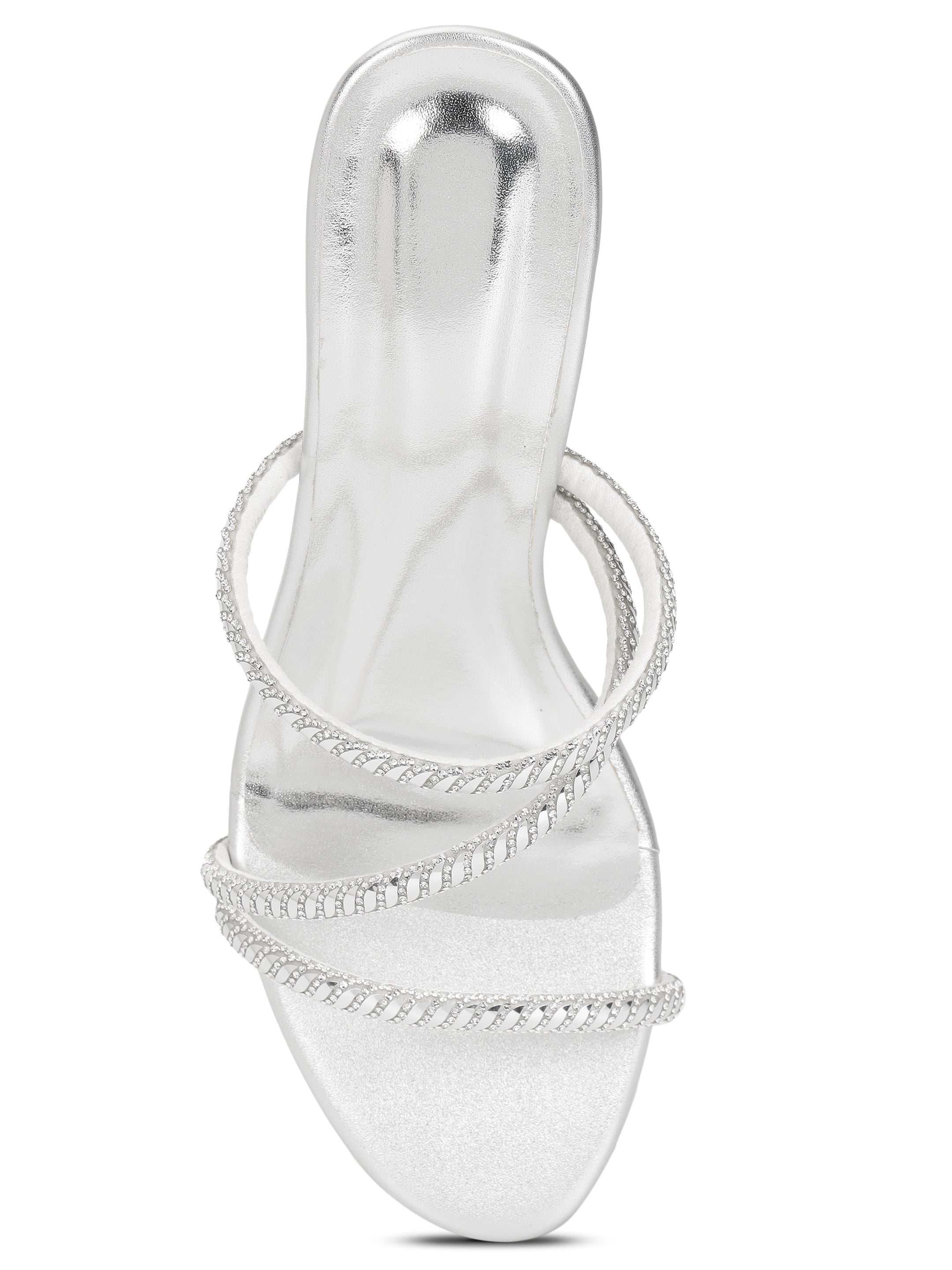 Silver Kitten Heels Sandals for women
