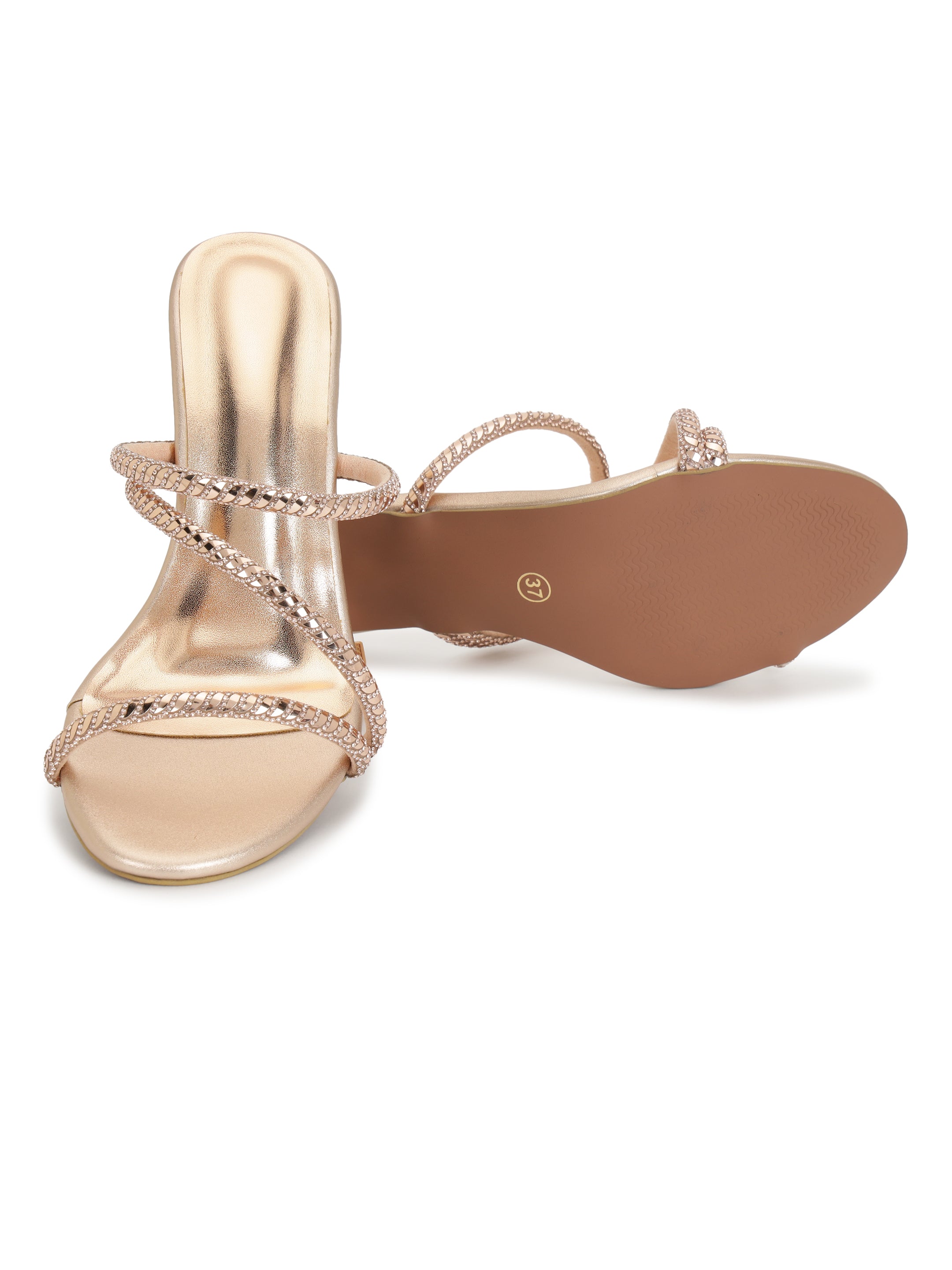 Rose Gold Kitten Heels Sandals for women