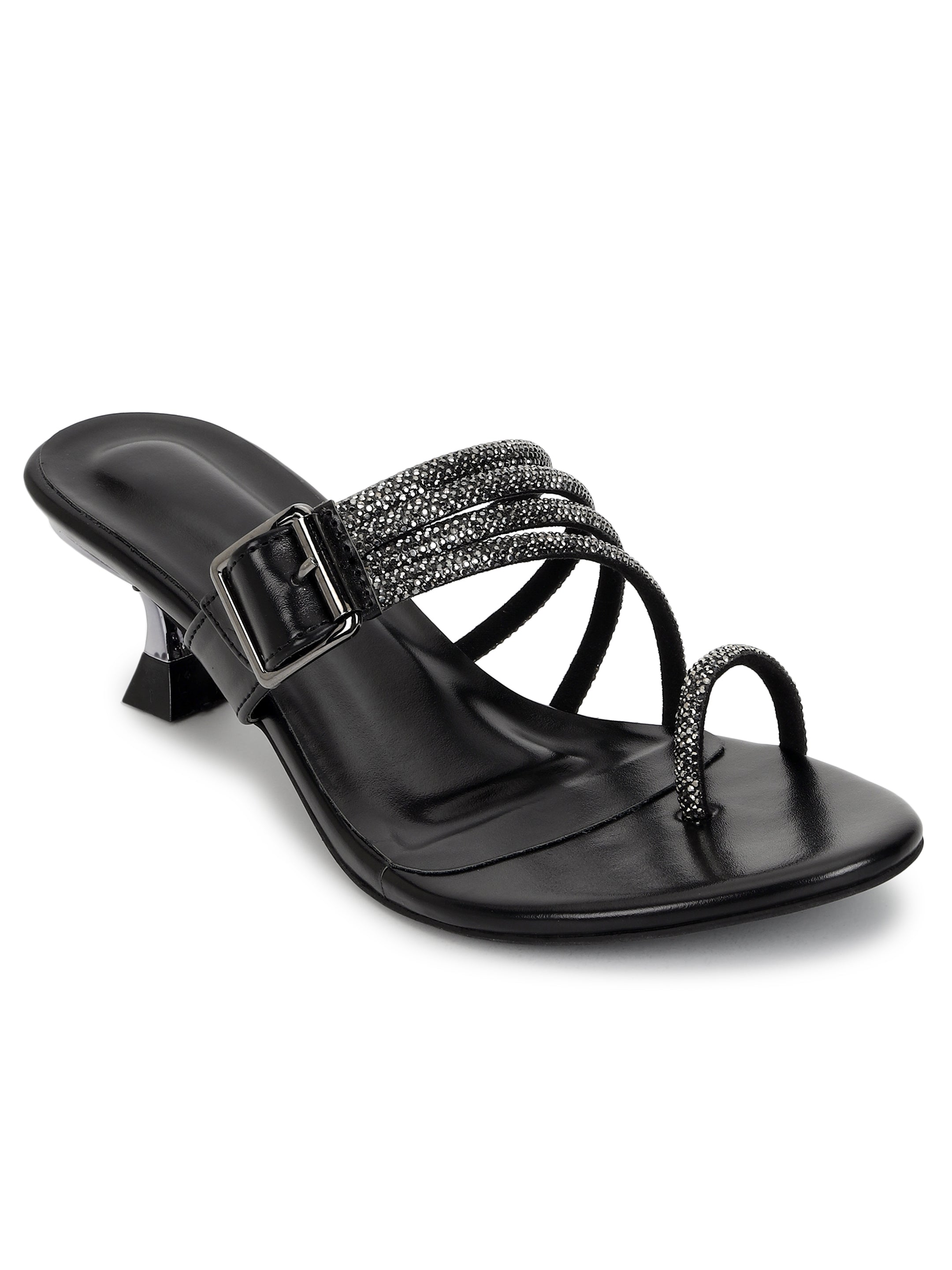 Black Kitten Heels Sandals for women