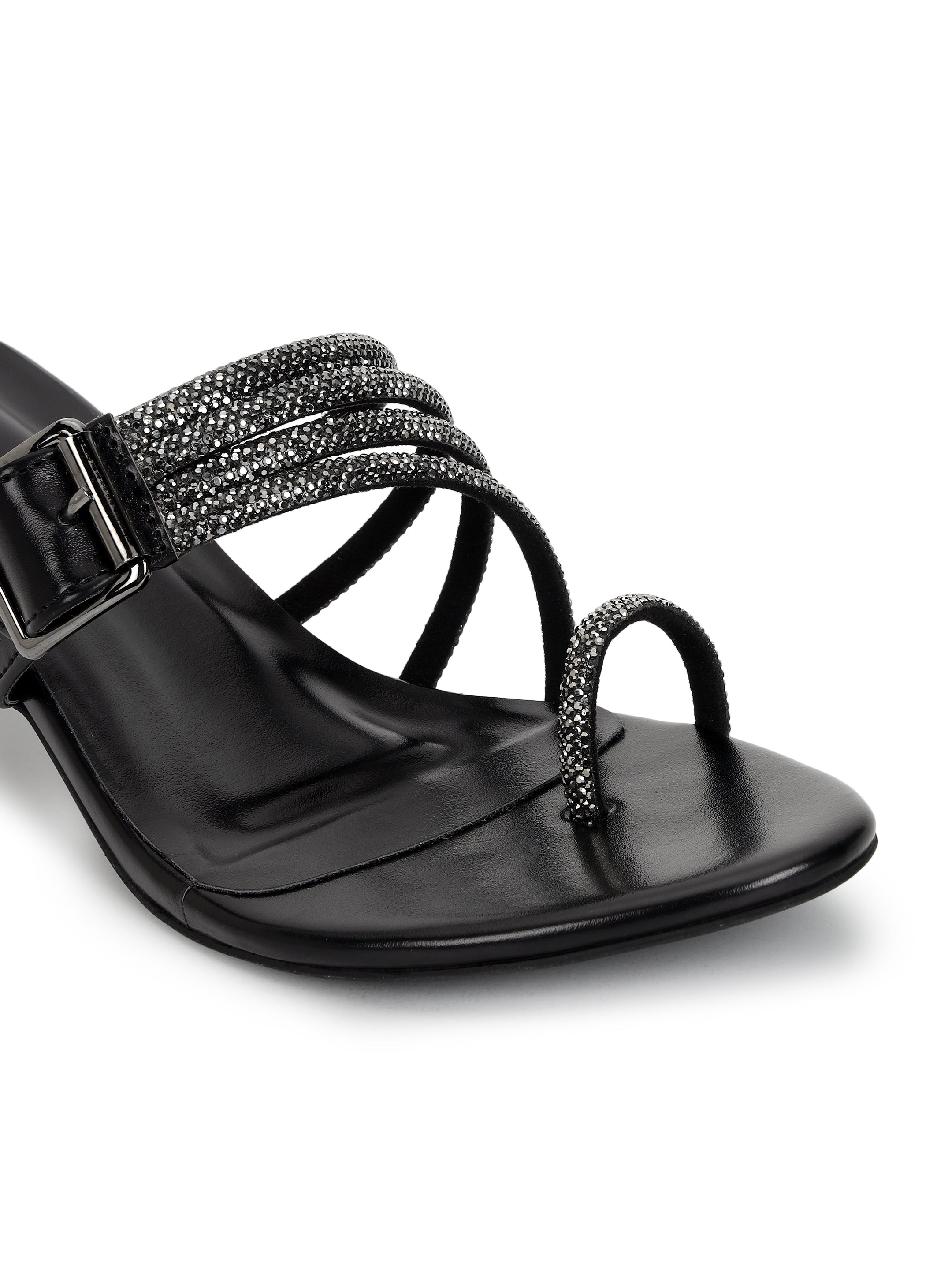 Black Kitten Heels Sandals for women