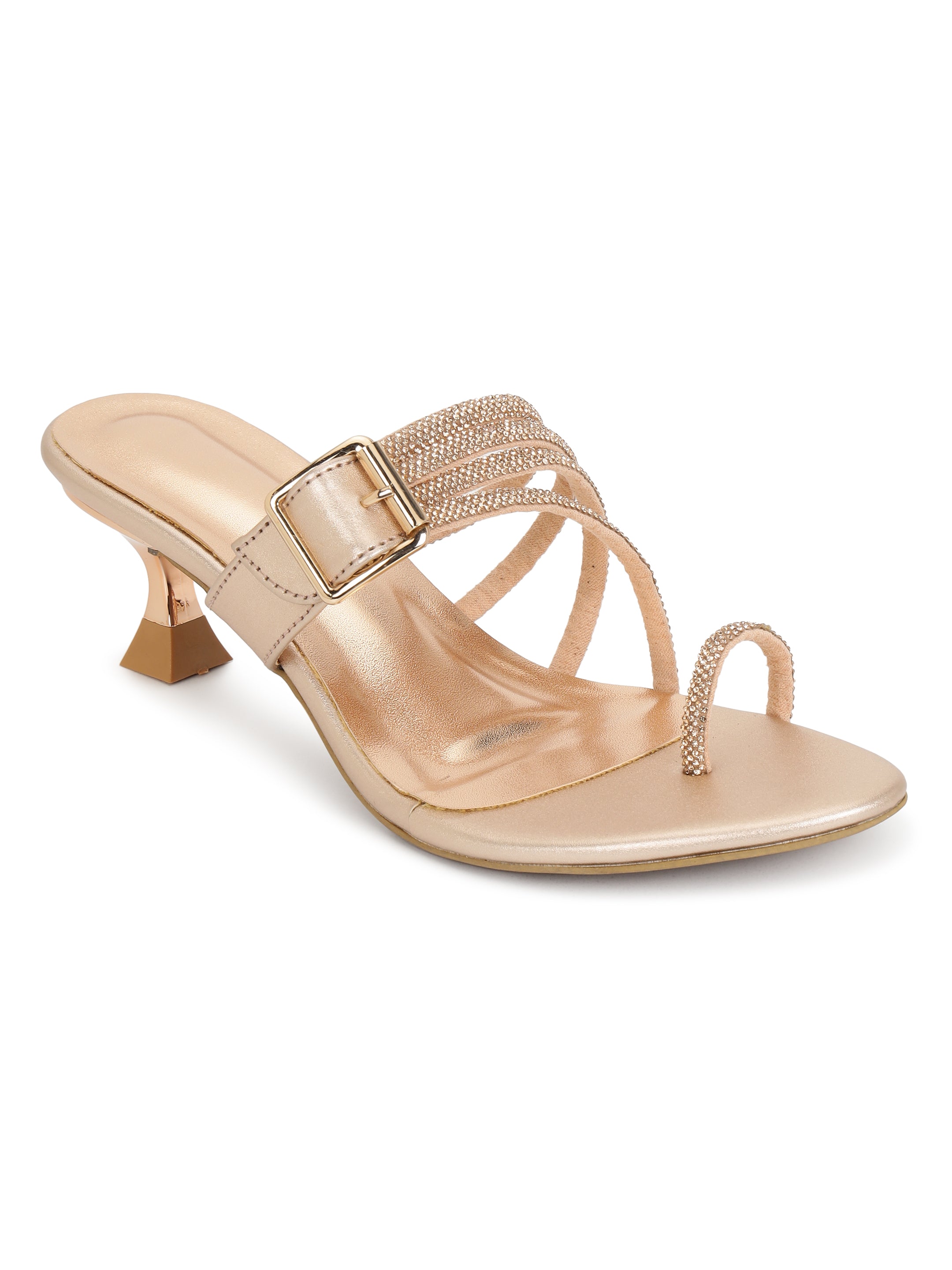 Rose Gold Kitten Heels Sandals for women