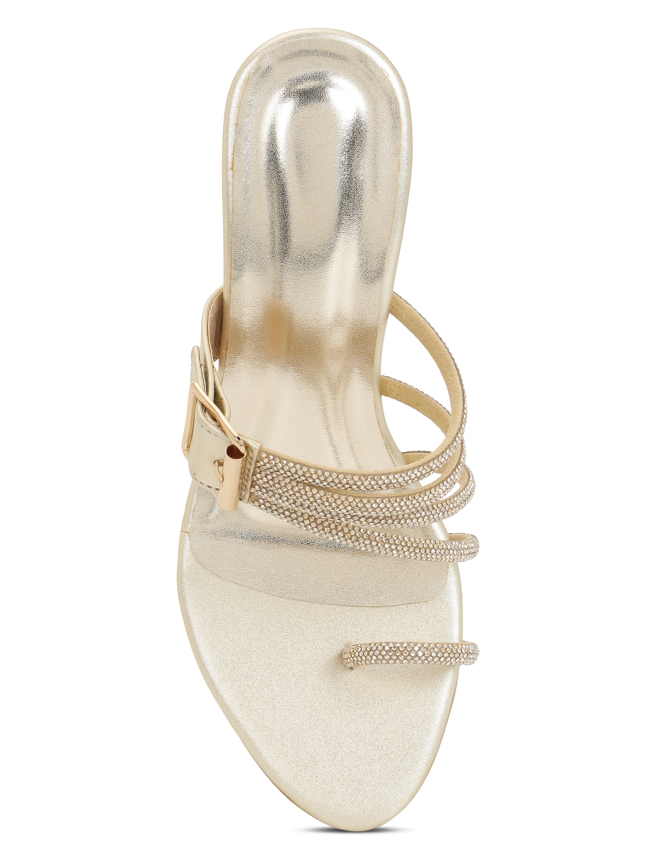 Gold Kitten Heels Sandals for women