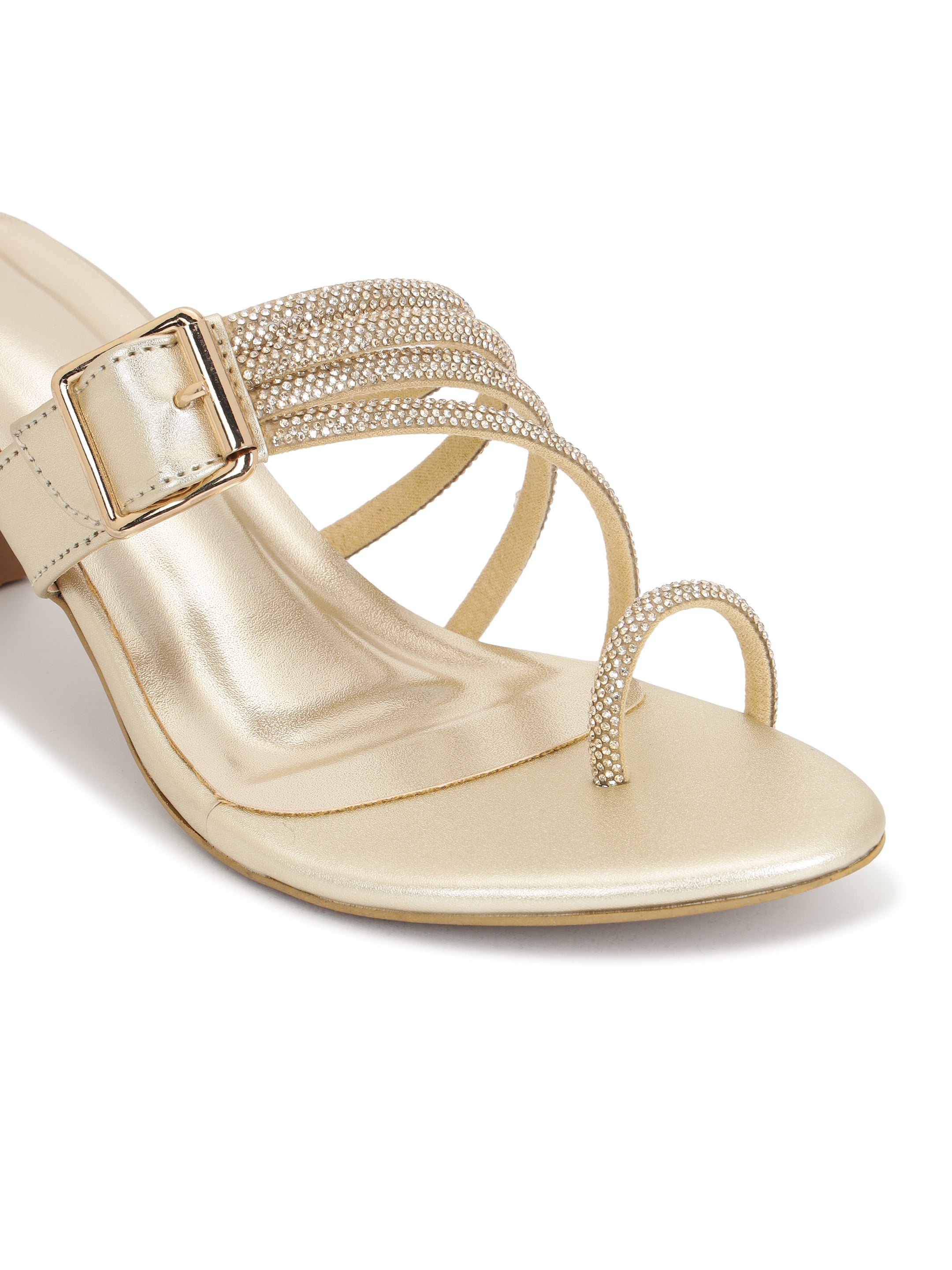 Gold Kitten Heels Sandals for women