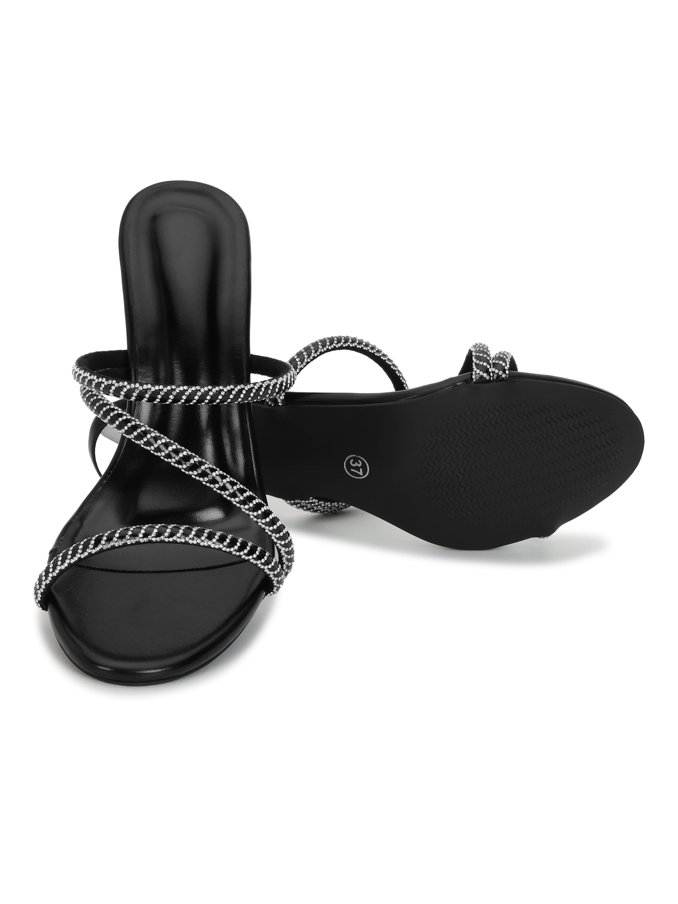 Black Kitten Heels Sandals for women