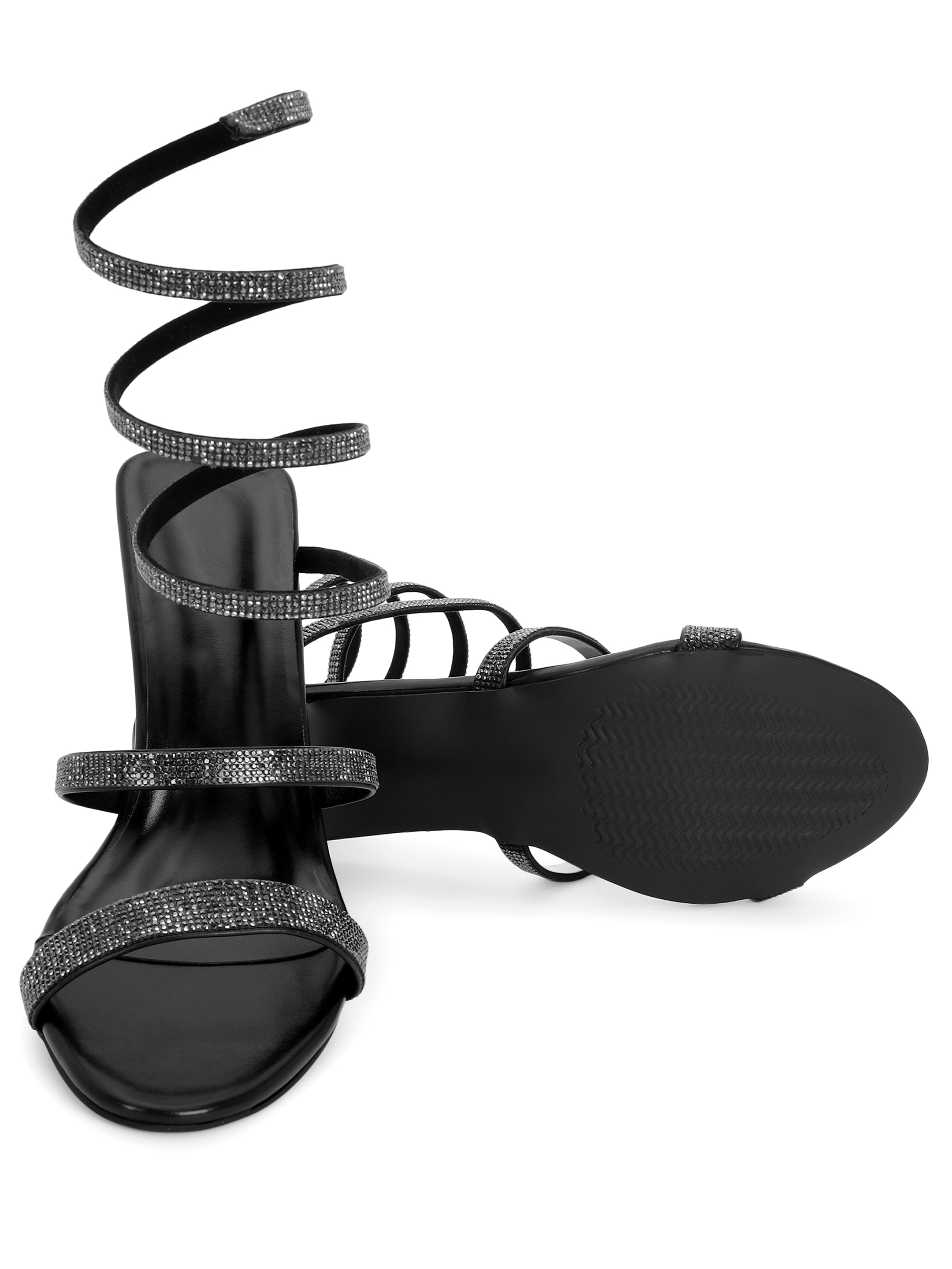 Black Kitten Heels Sandals for women