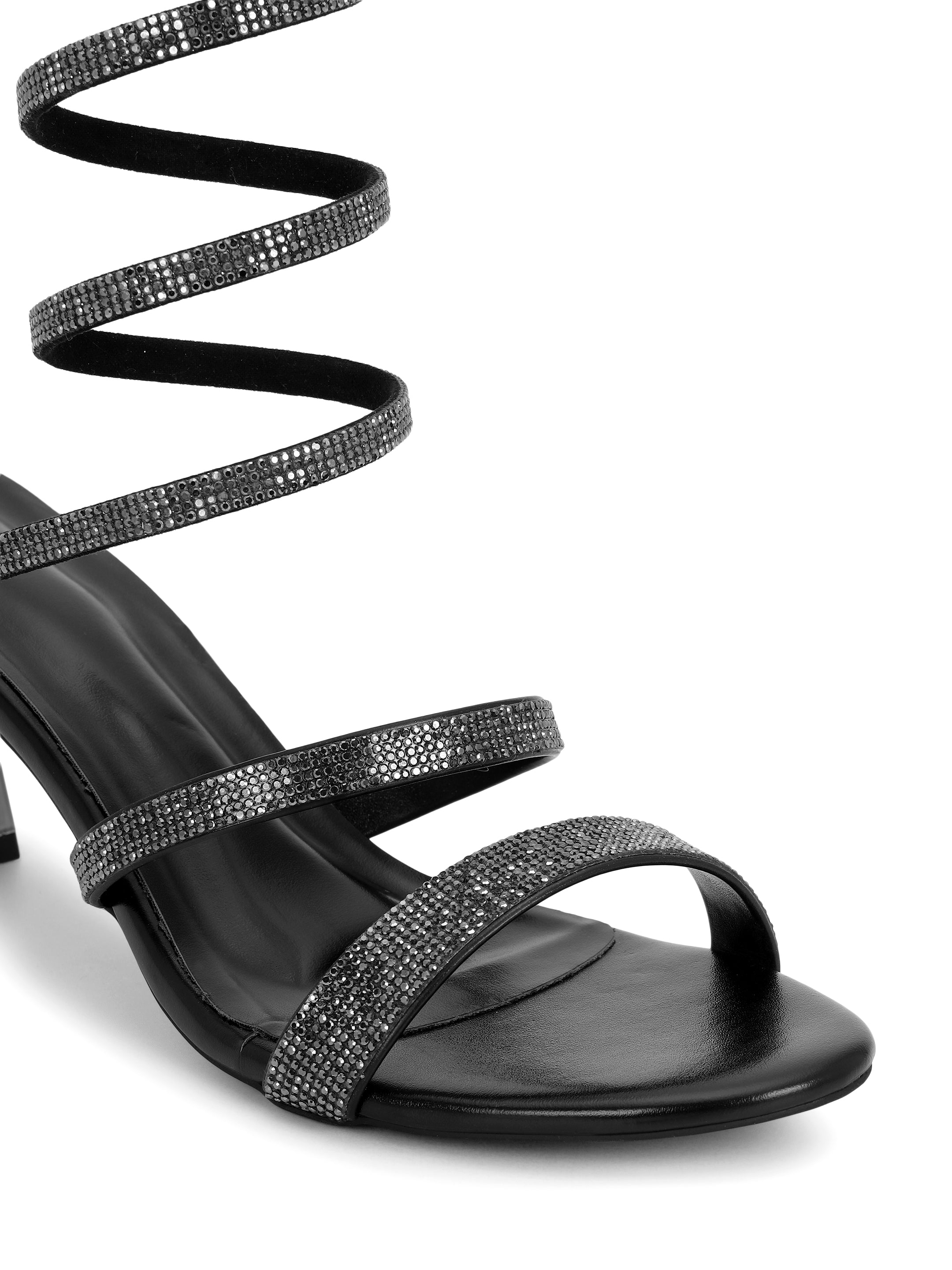 Black Kitten Heels Sandals for women