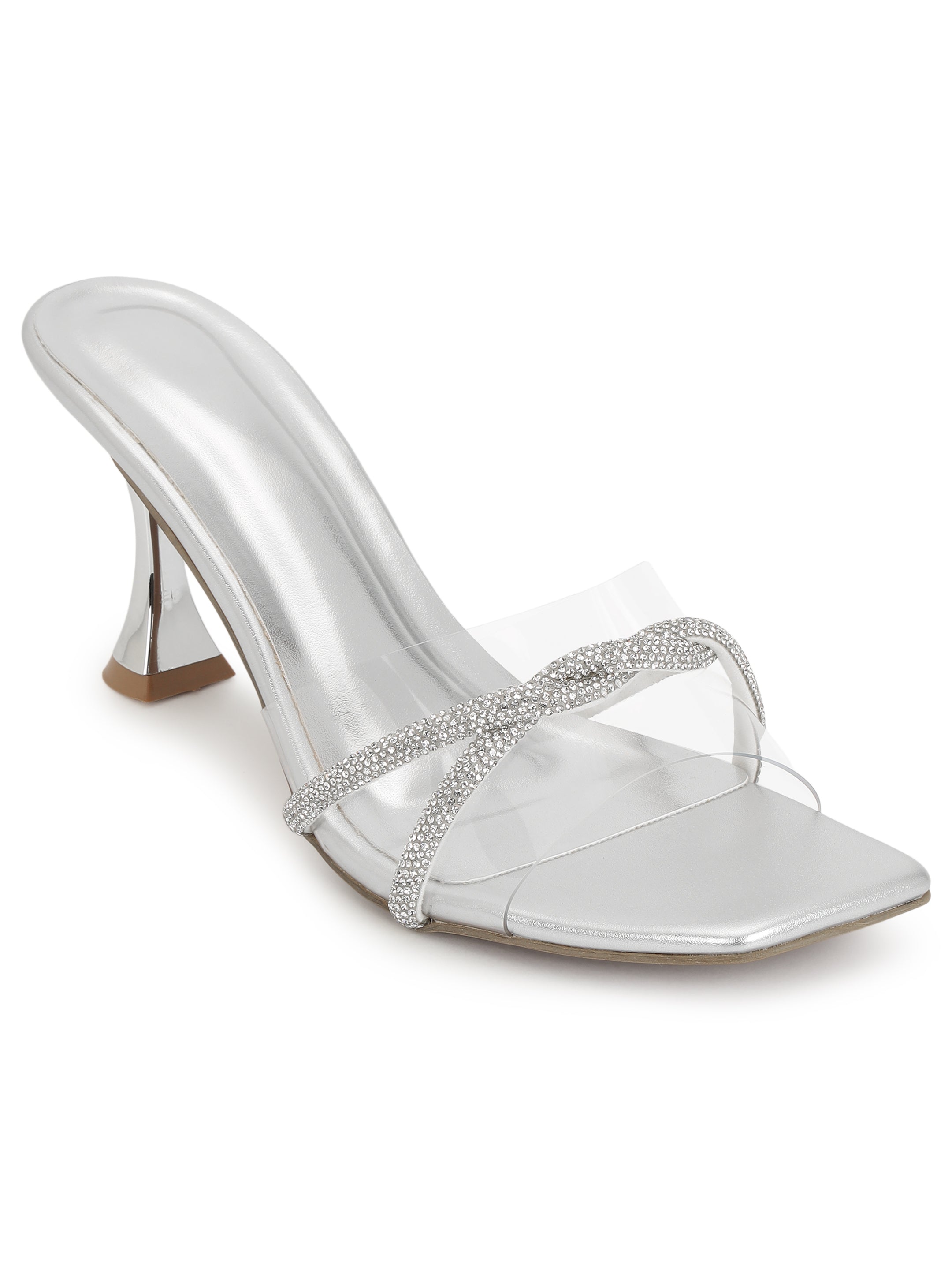 Silver Kitten Heels Sandals for women