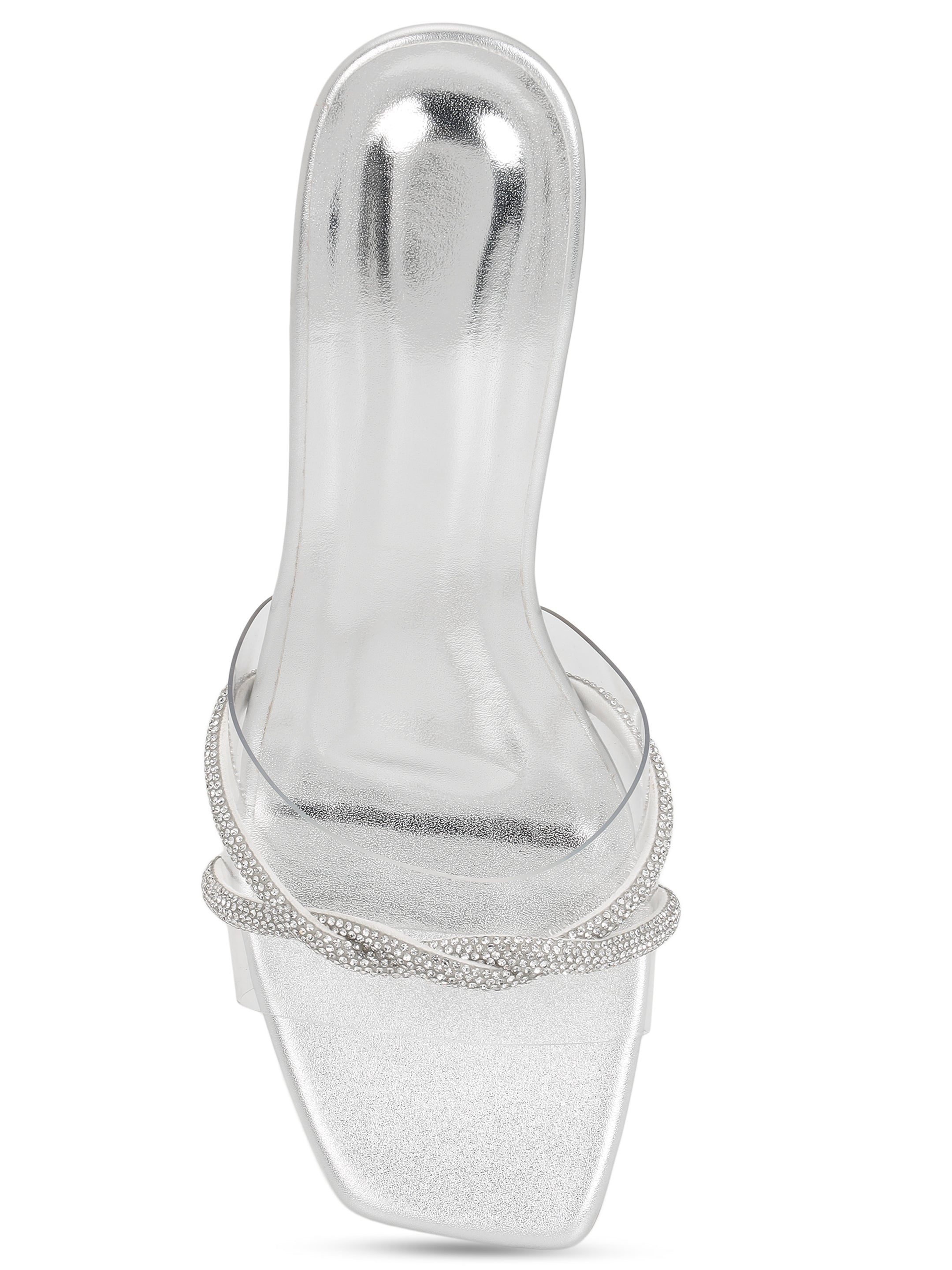 Silver Kitten Heels Sandals for women