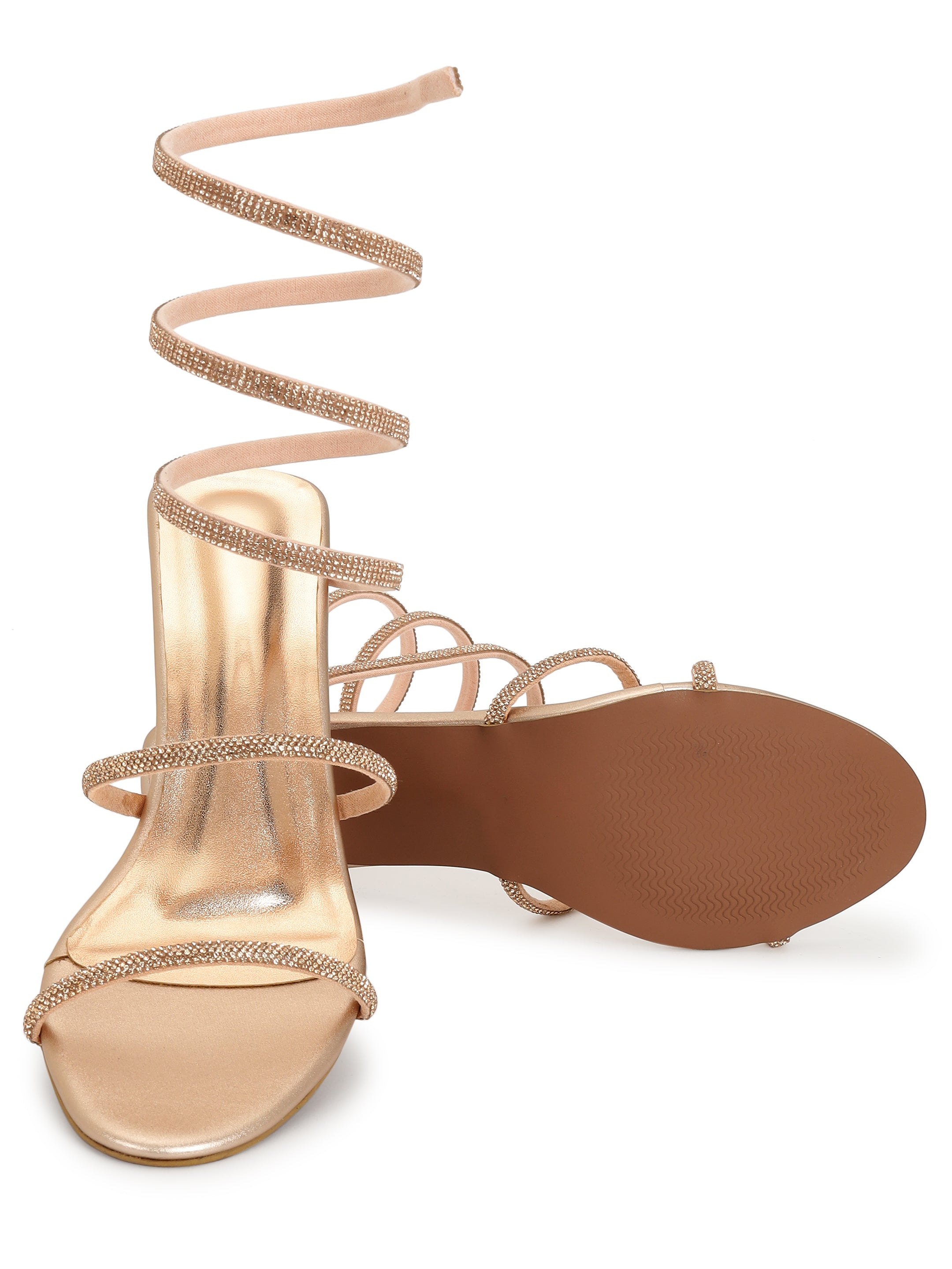 Rose Gold Kitten Heels Sandals for women