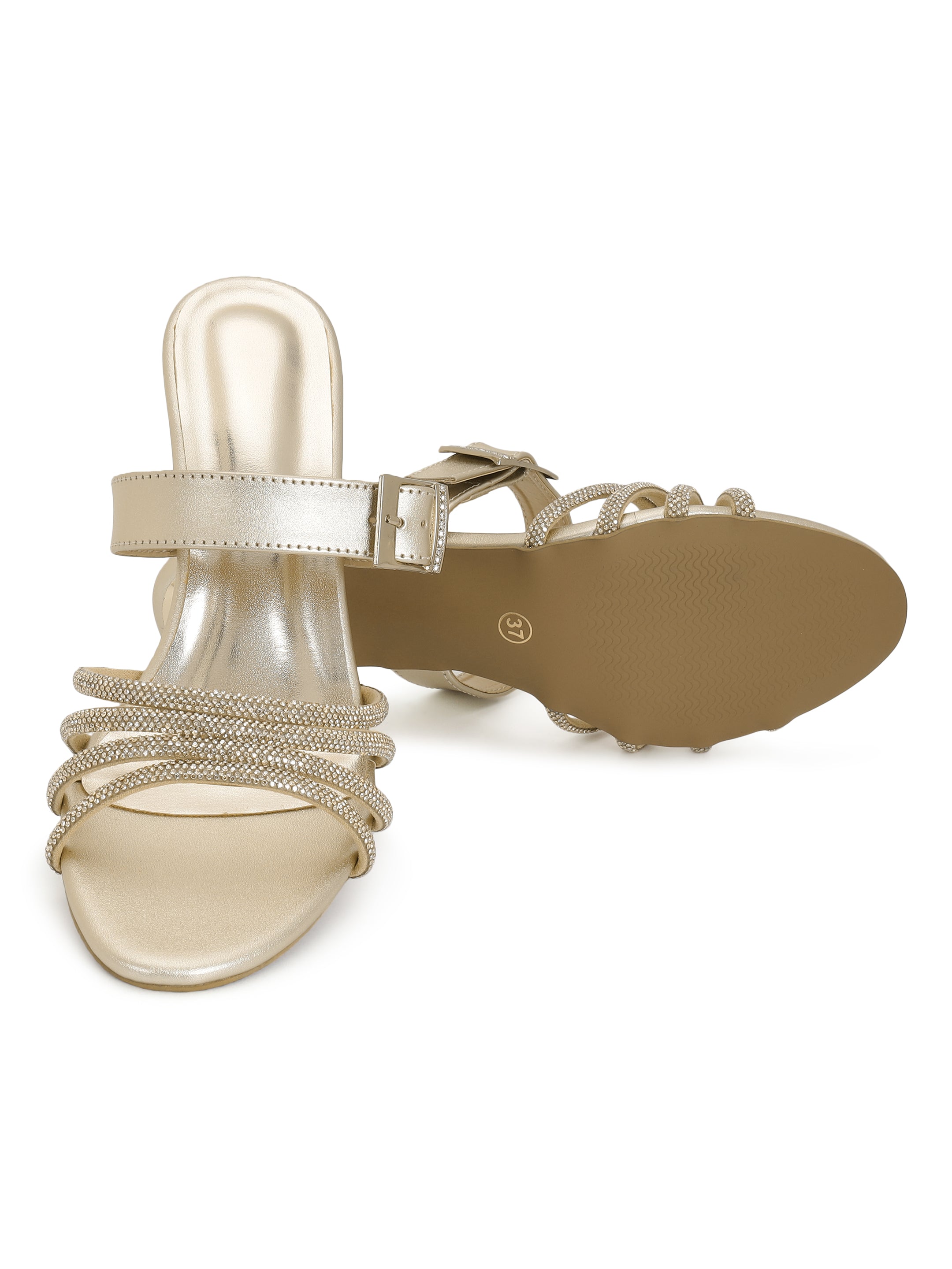 Gold Kitten Heels Sandals for women
