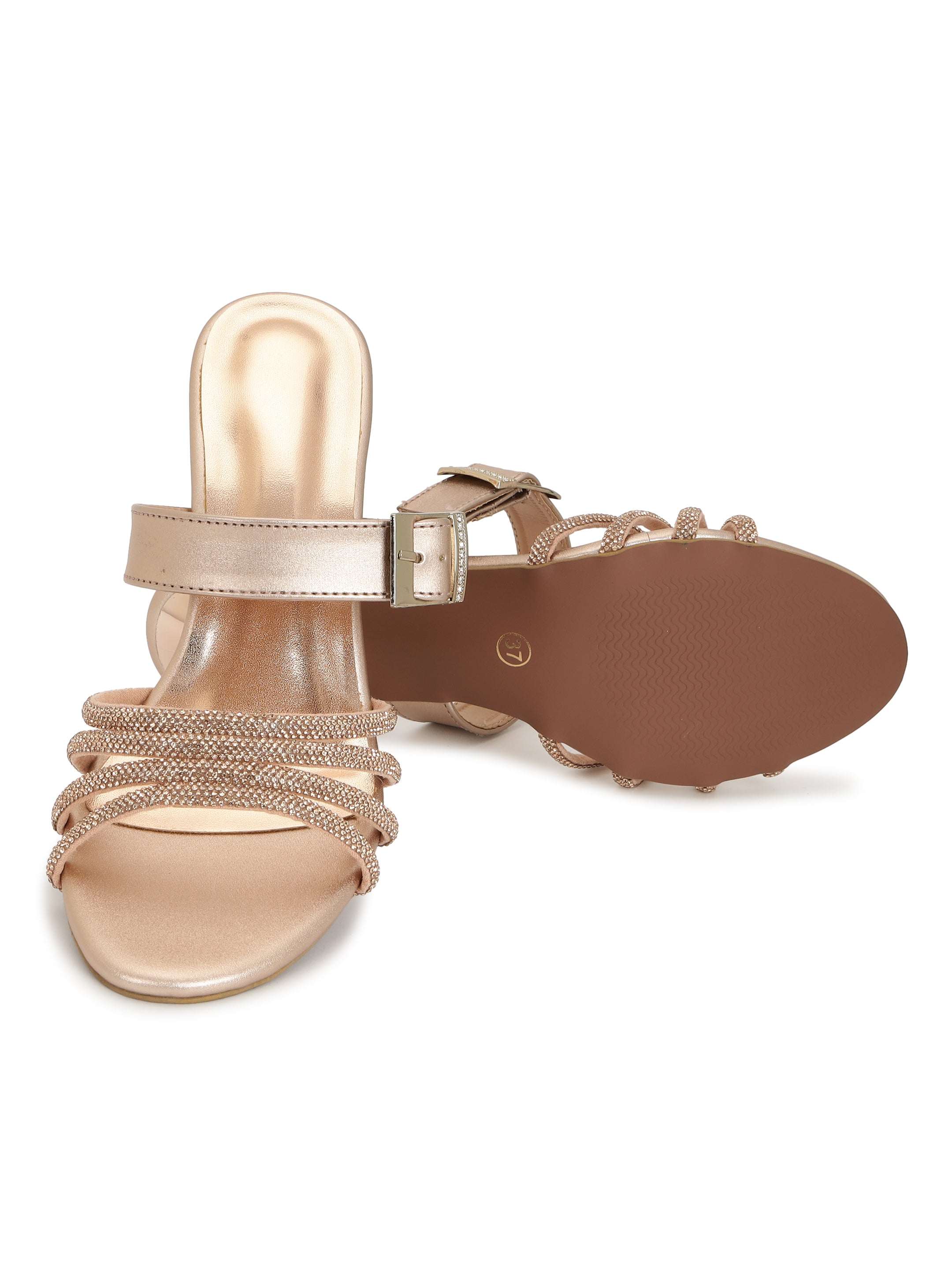Rose Gold Kitten Heels Sandals for women