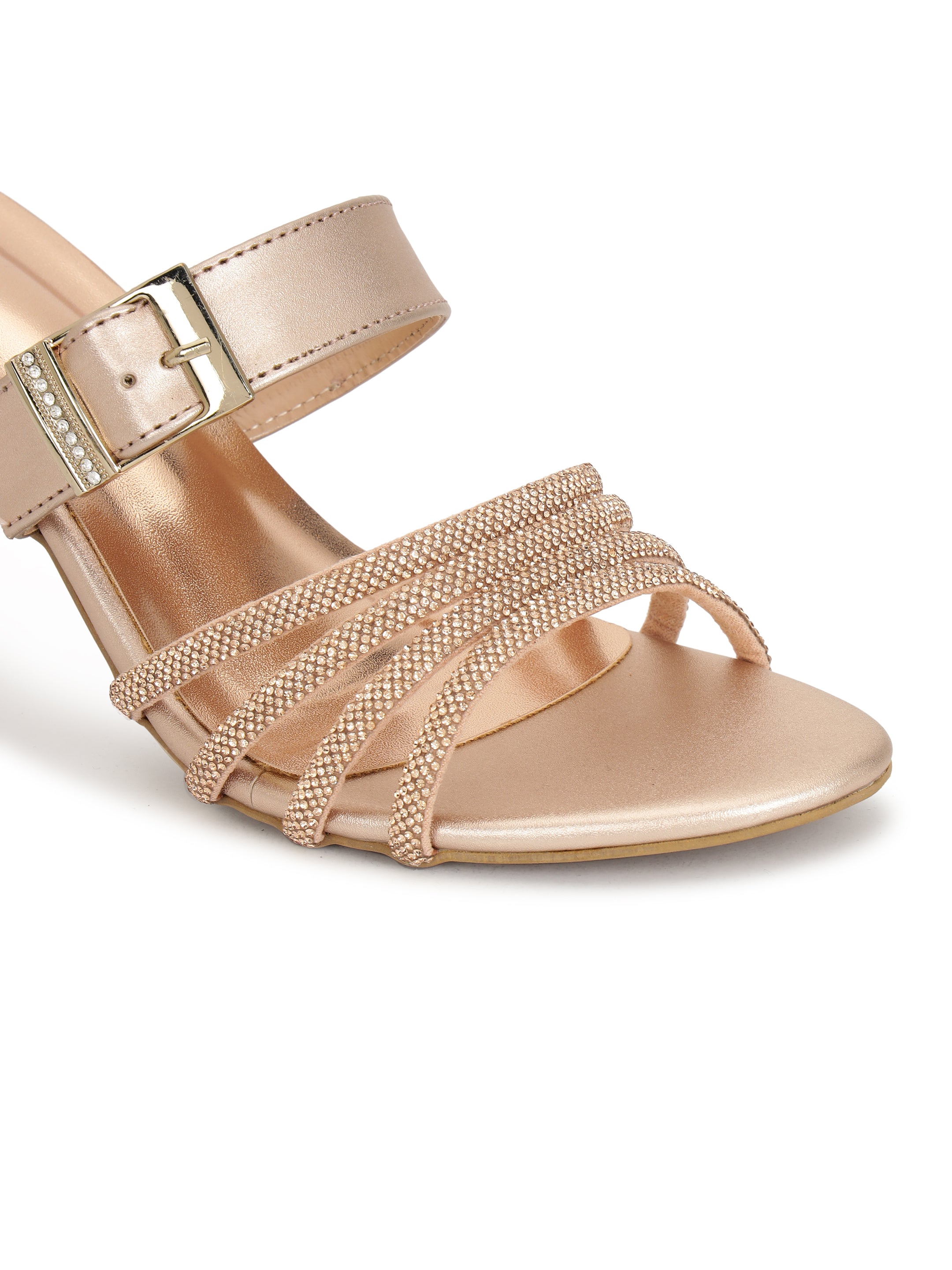 Rose Gold Kitten Heels Sandals for women