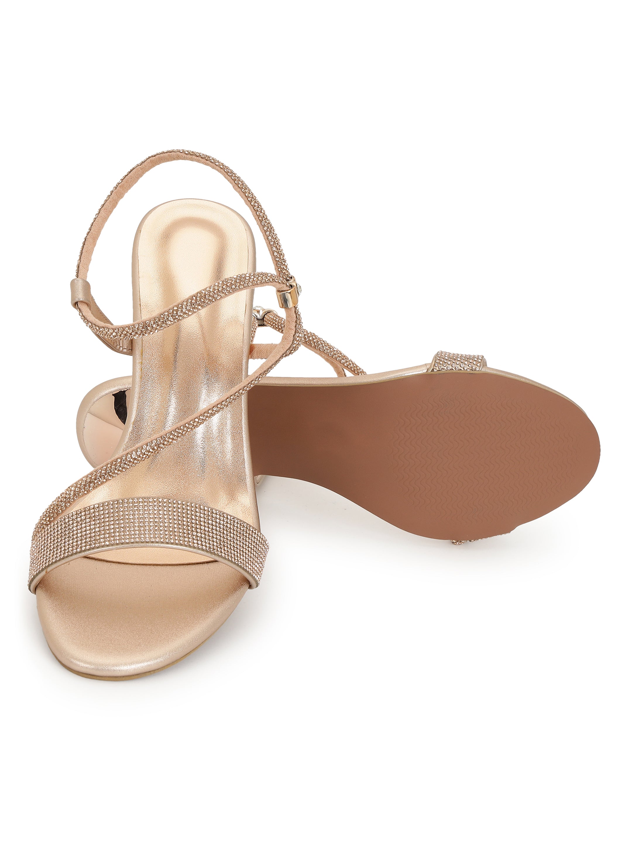 Rose Gold Kitten Heels Sandals for women
