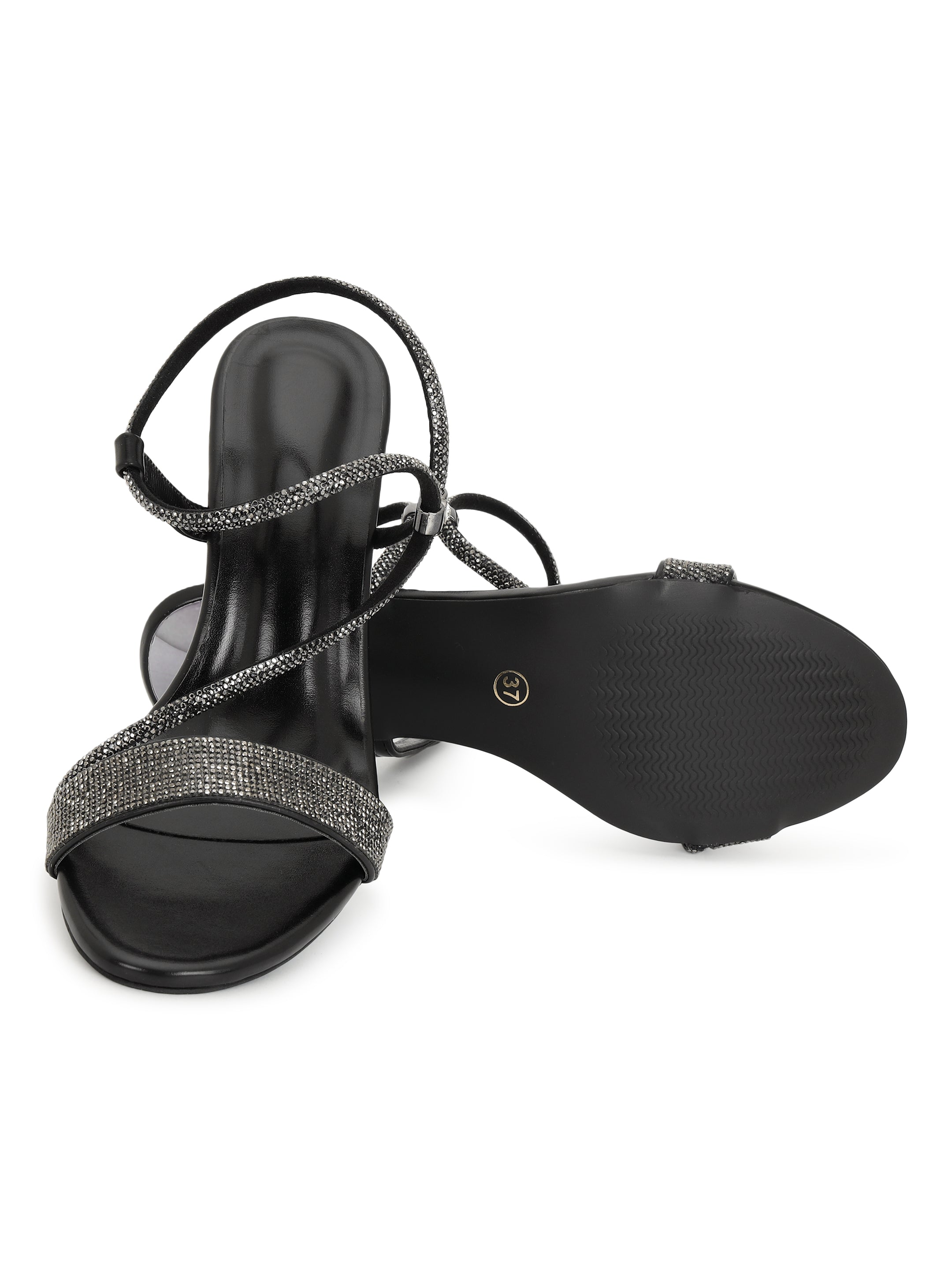 Black Kitten Heels Sandals for women