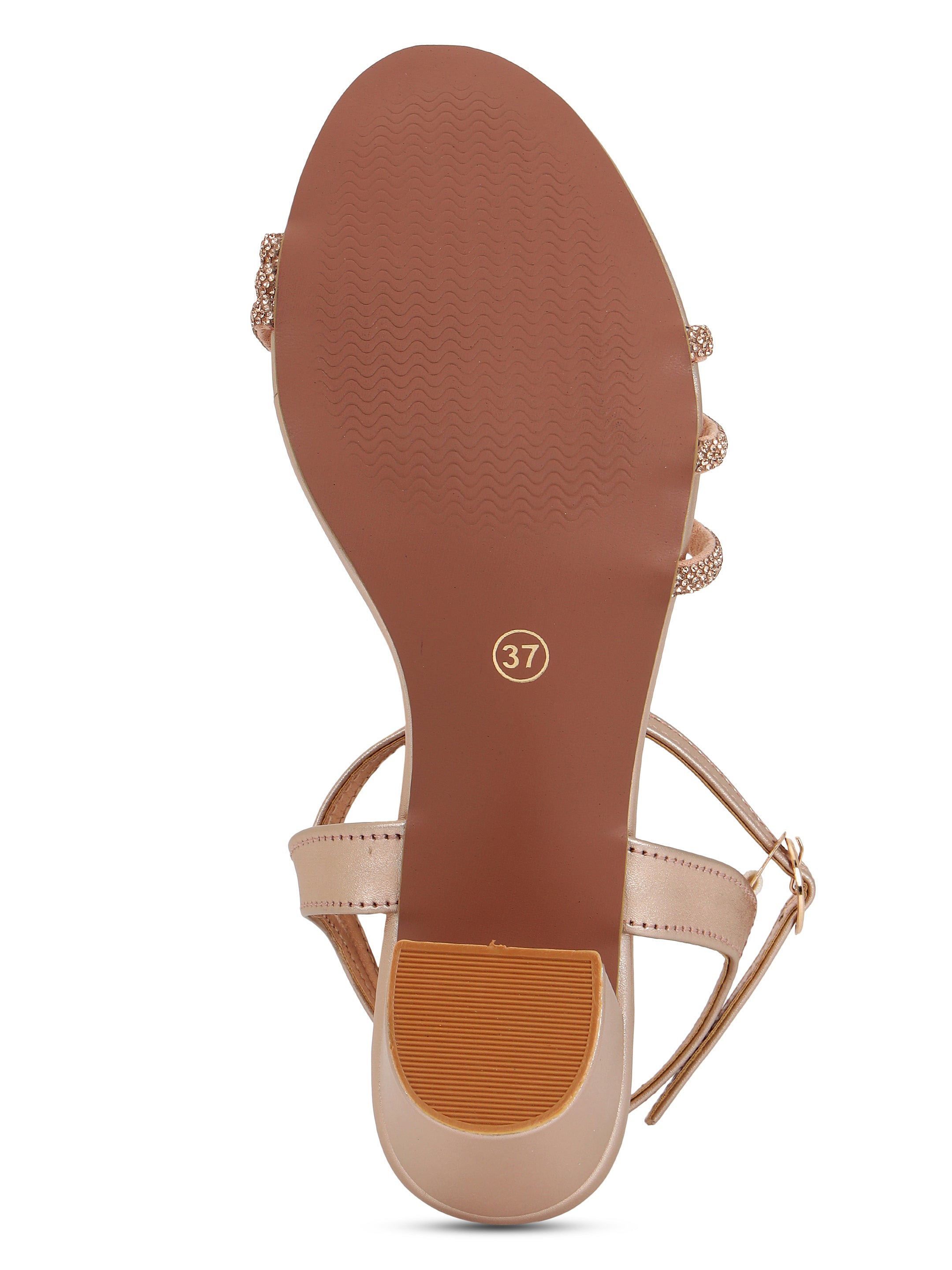 Rose Gold Block Heels Sandals for women