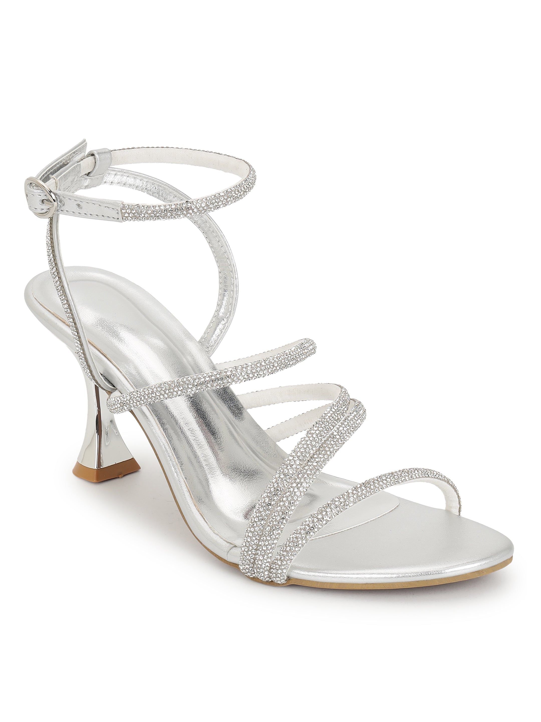 Silver Kitten Heels Sandals for women