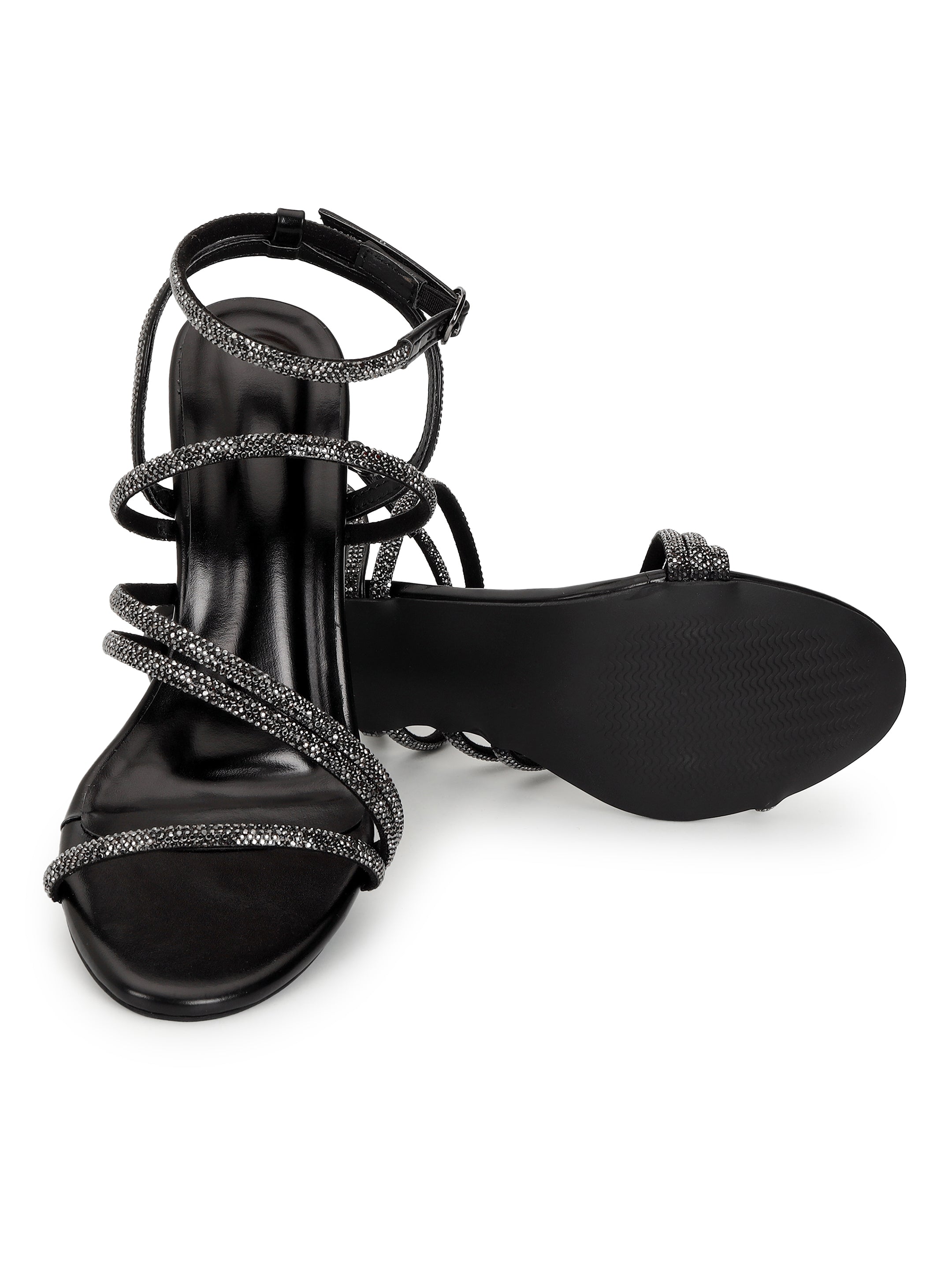 Black Kitten Heels Sandals for women