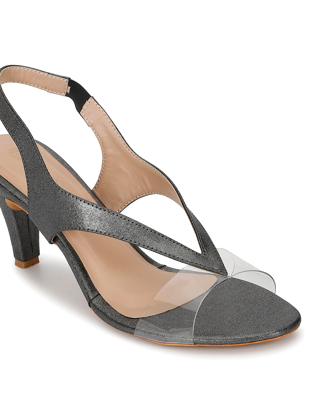 Gunmetal Kitten Heels Sandals for women