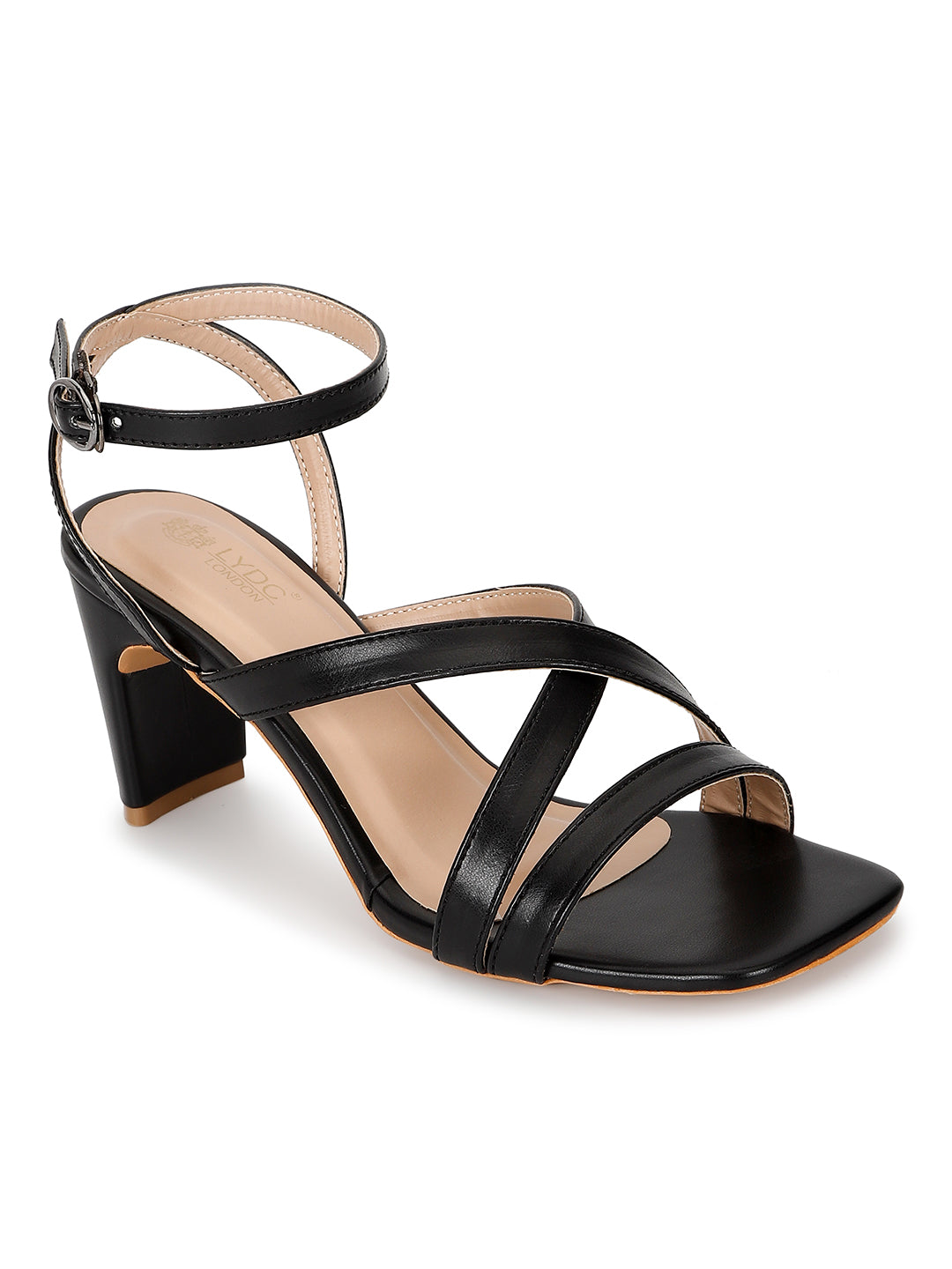 Black Block Heels Sandals for women