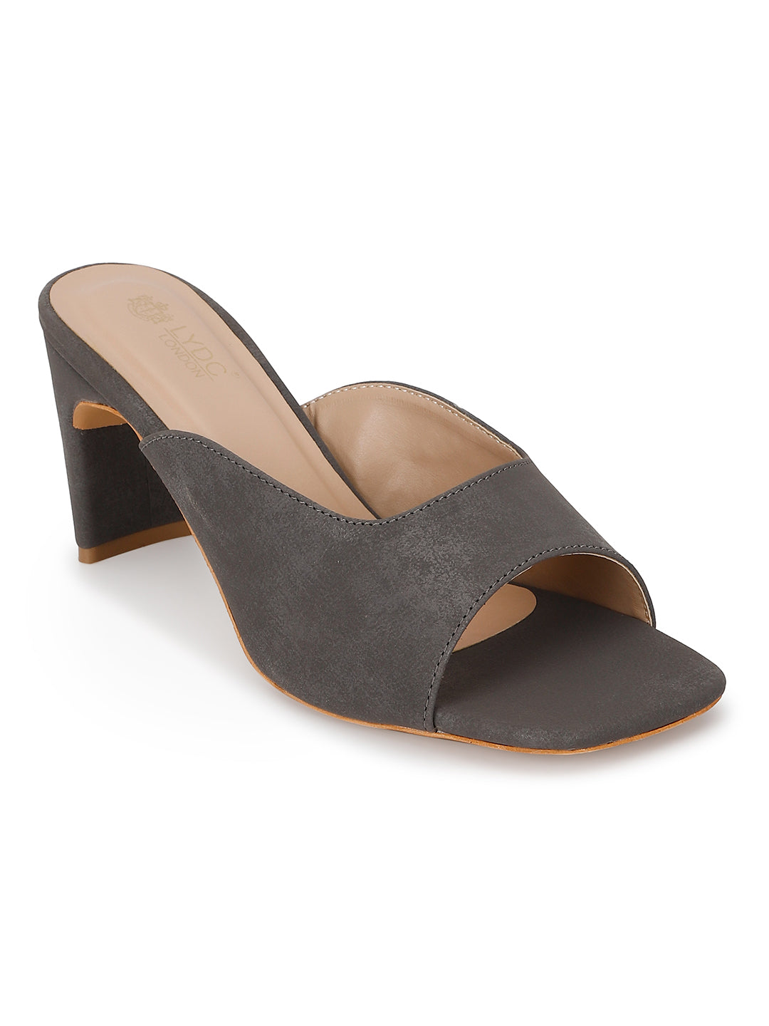 Gunmetal Block Heels Sandals for women