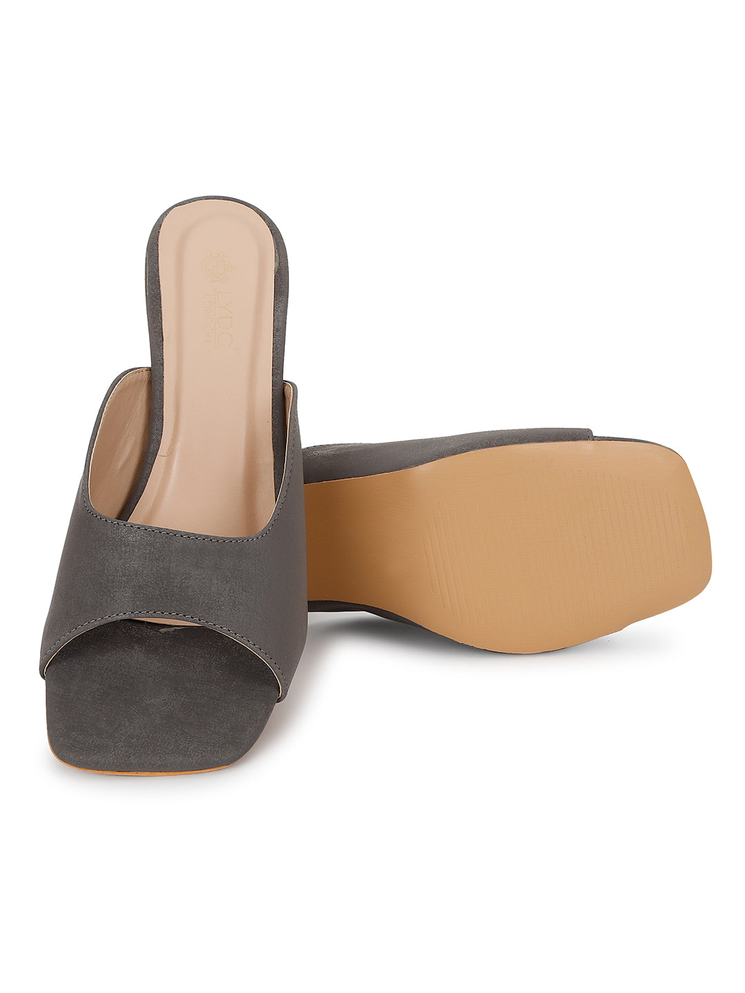 Gunmetal Block Heels Sandals for women