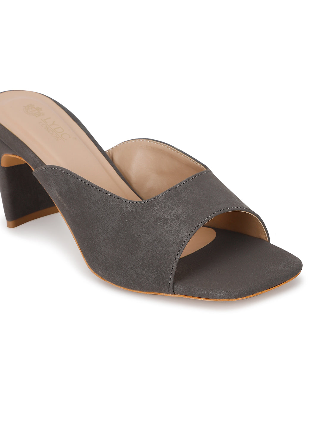 Gunmetal Block Heels Sandals for women