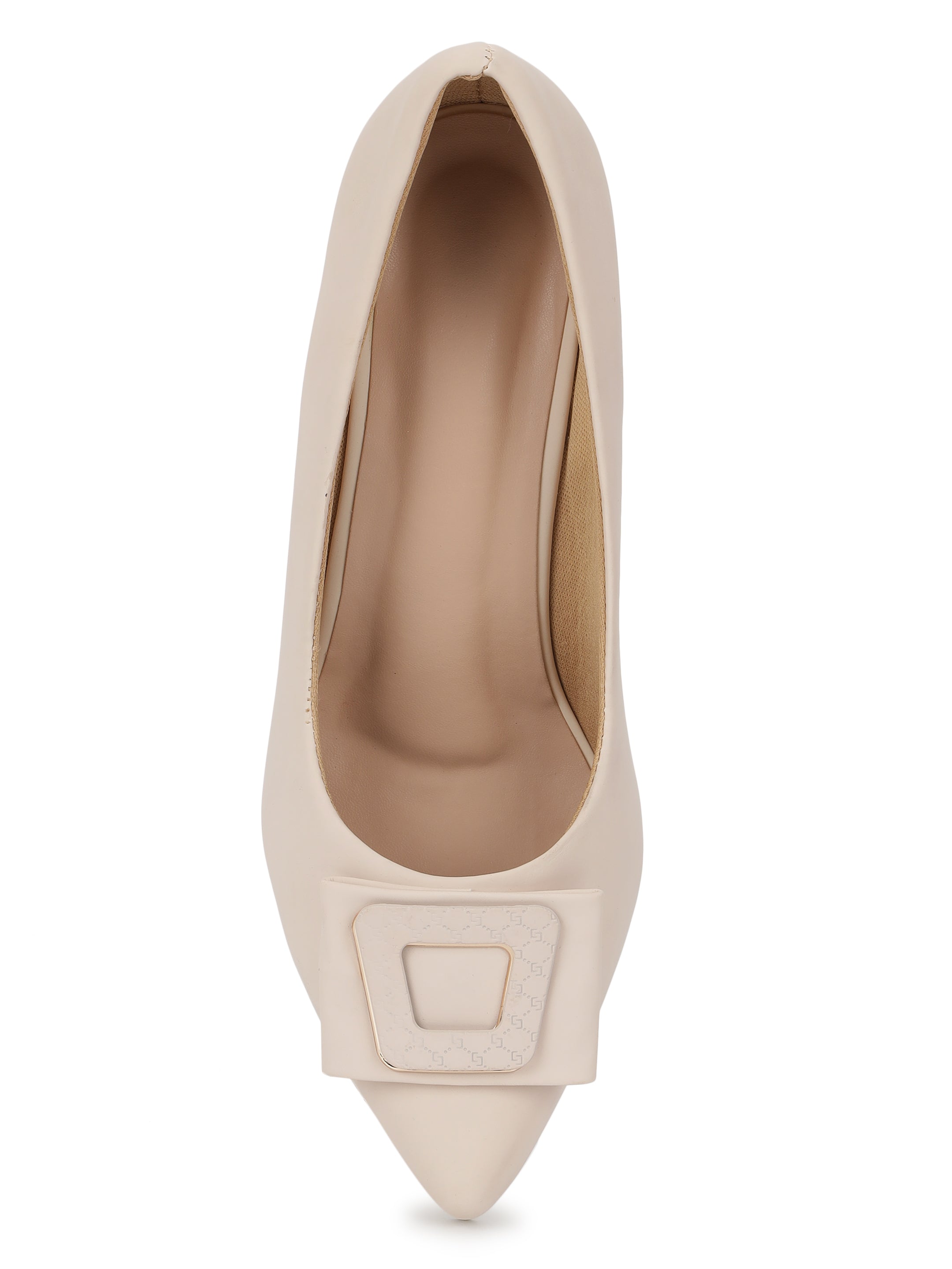 Cream Block Pumps Heels Sandals for Women