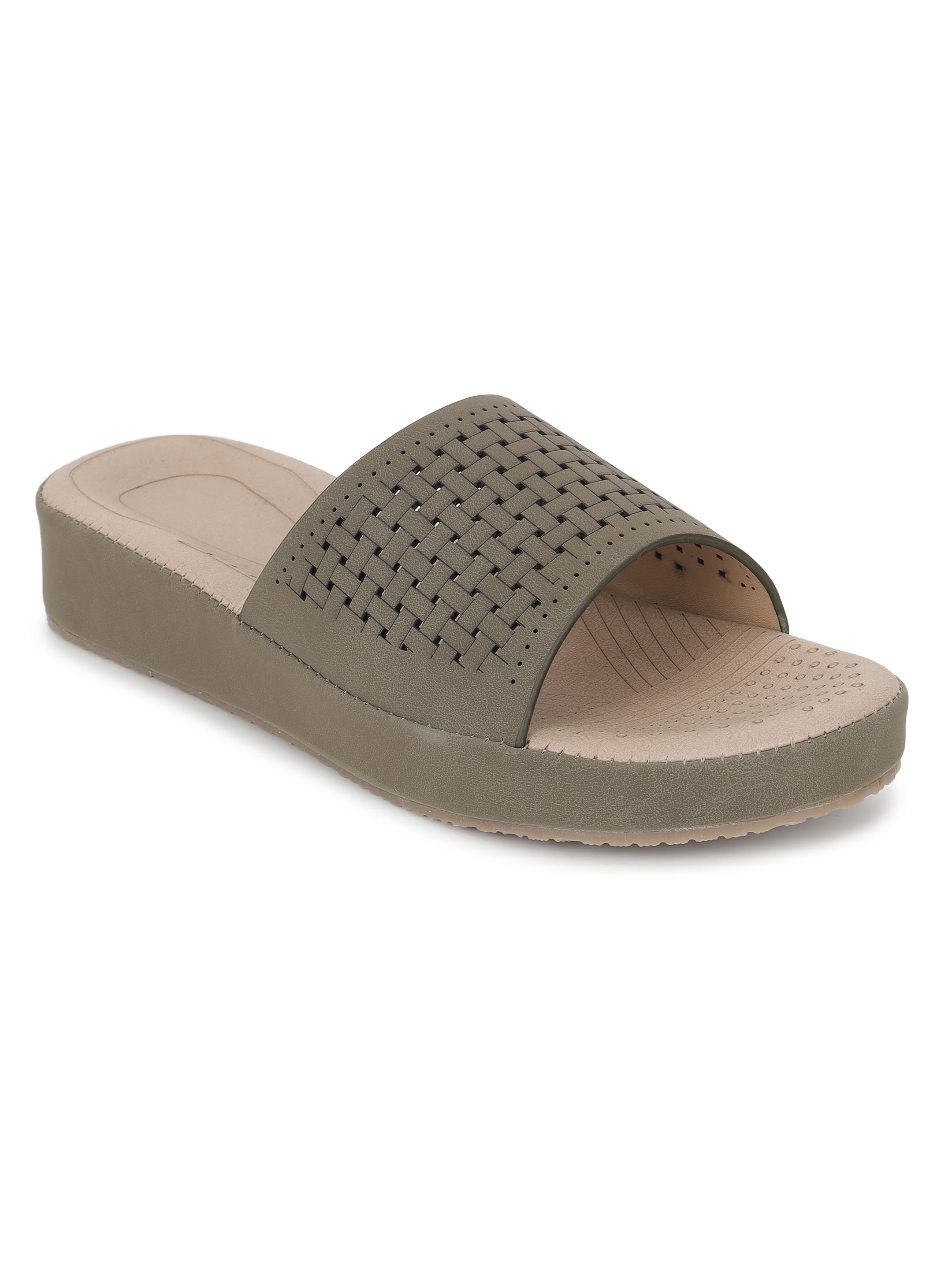 Olive Comfort Flats for women