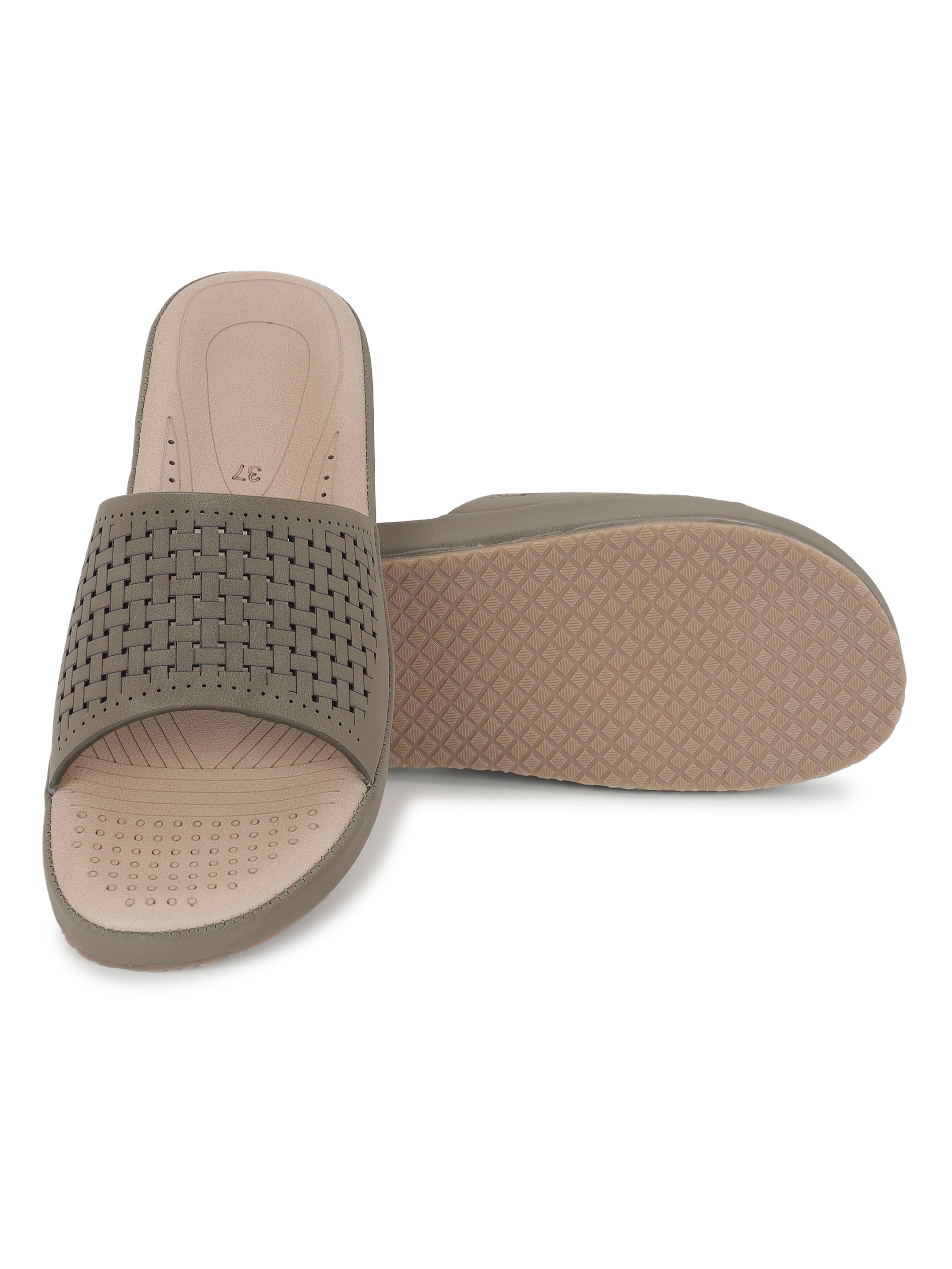 Olive Comfort Flats for women