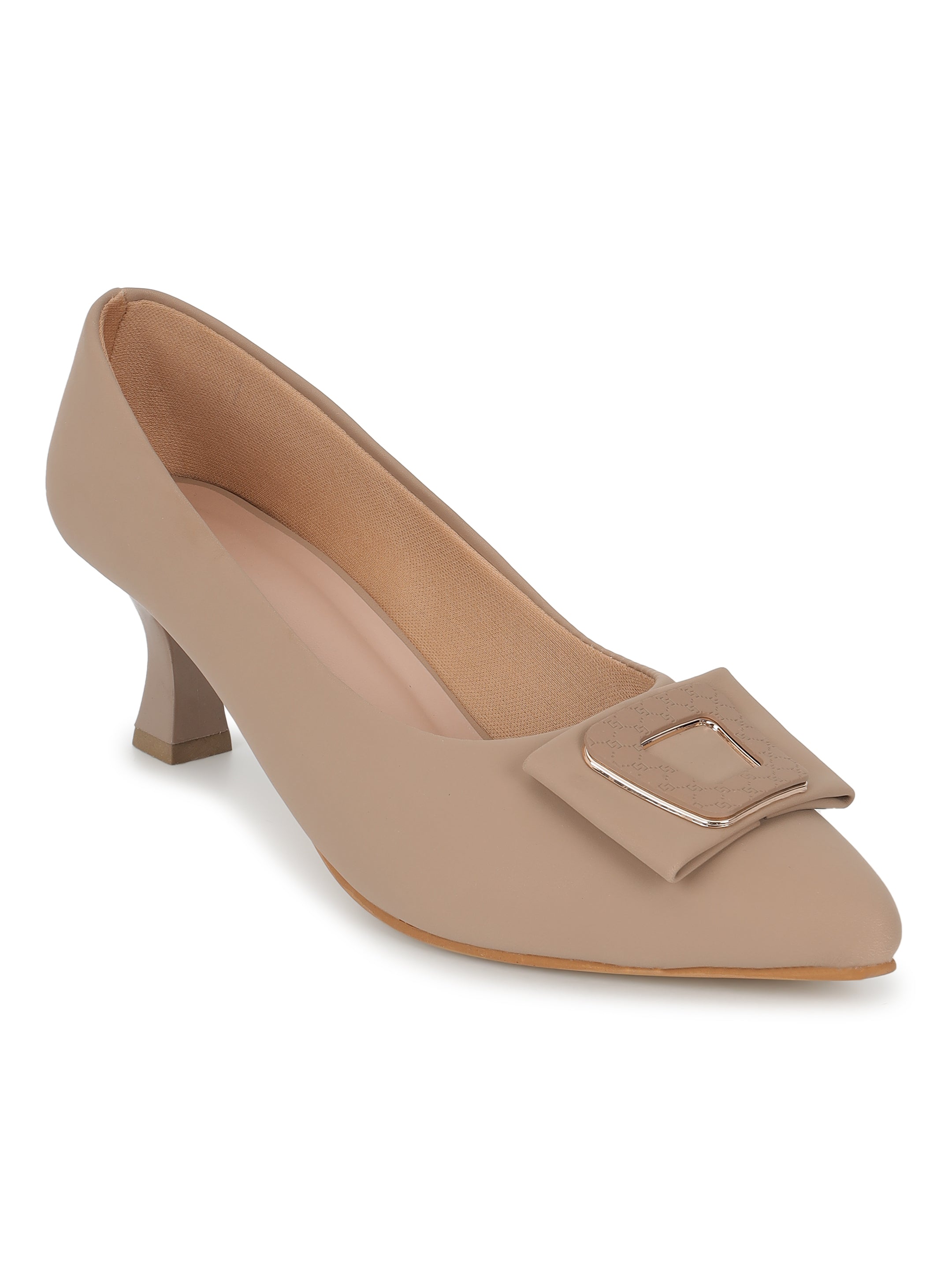 Taupe Block Pumps Heels for Women