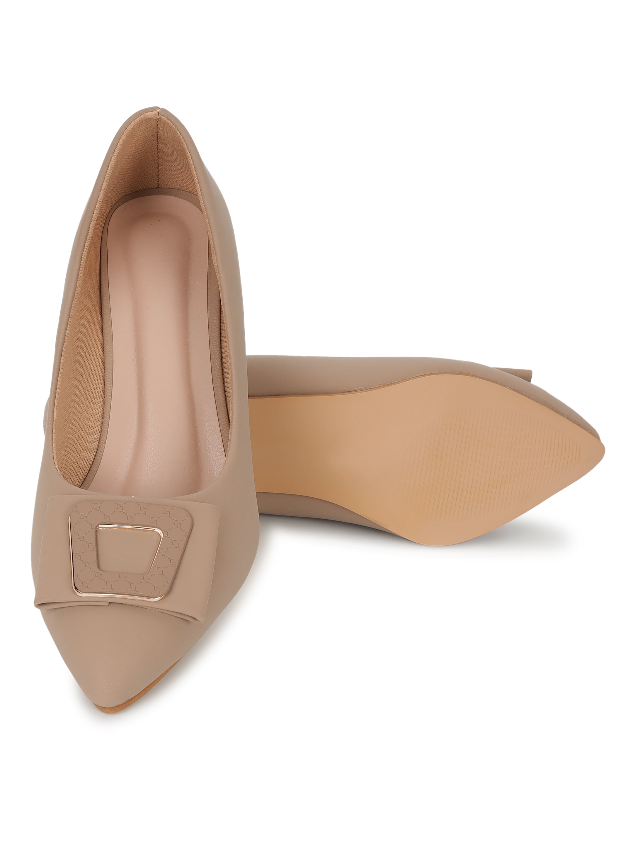 Taupe Block Pumps Heels for Women