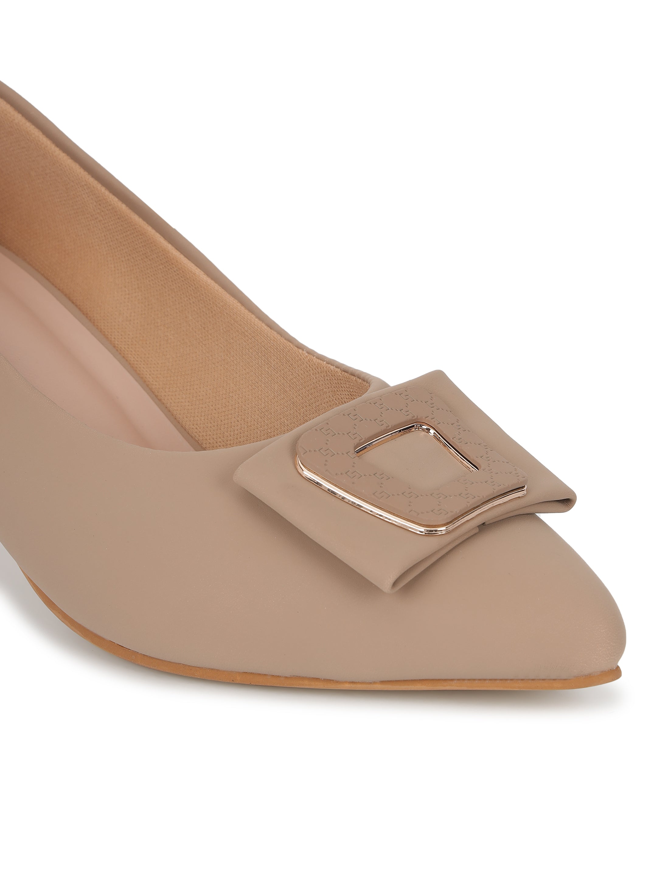 Taupe Block Pumps Heels for Women