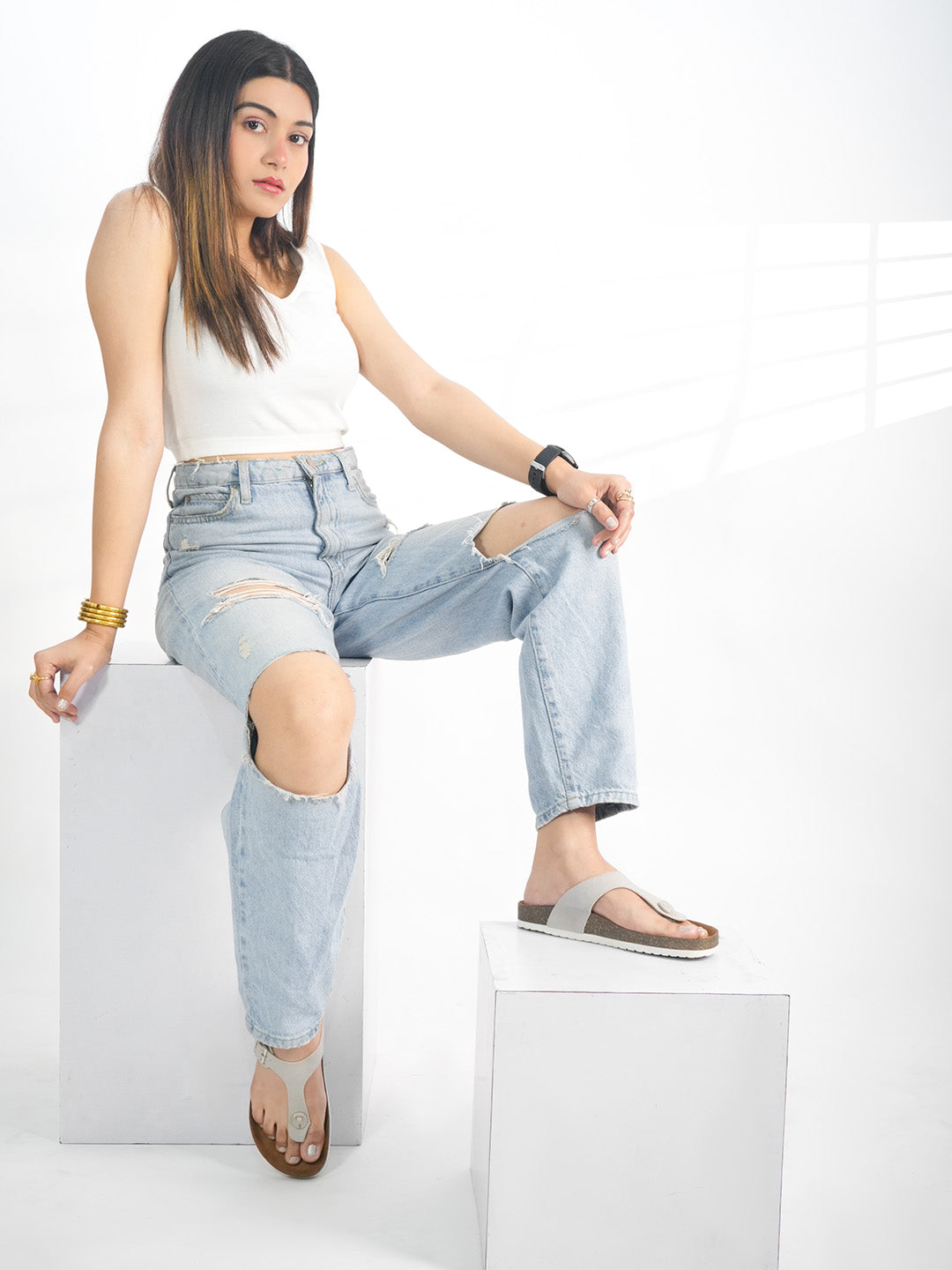 Grey Suede Sandals for Women - Regent