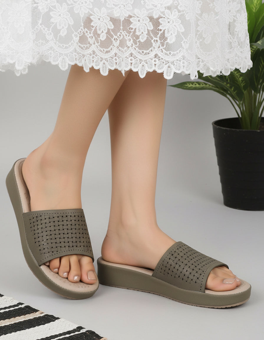 Olive Comfort Flats for women