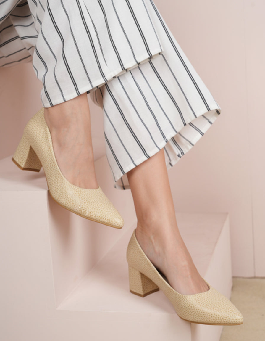 Cream Pumps Heels Sandals for women