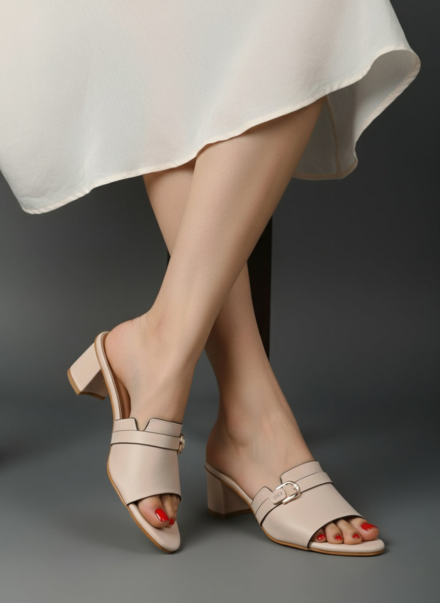 Beige Heels Sandals for Women