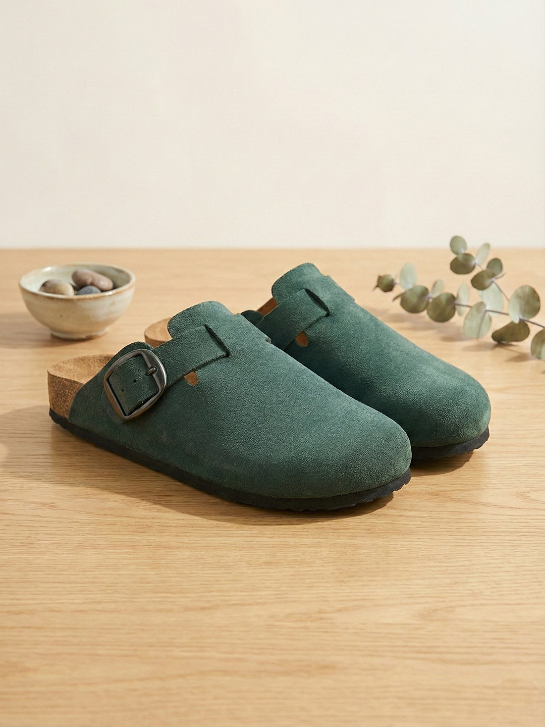 Brixton Green Suede Clogs Sandals for Women