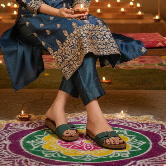 Olive Green Suede Sandals for Women - Camden