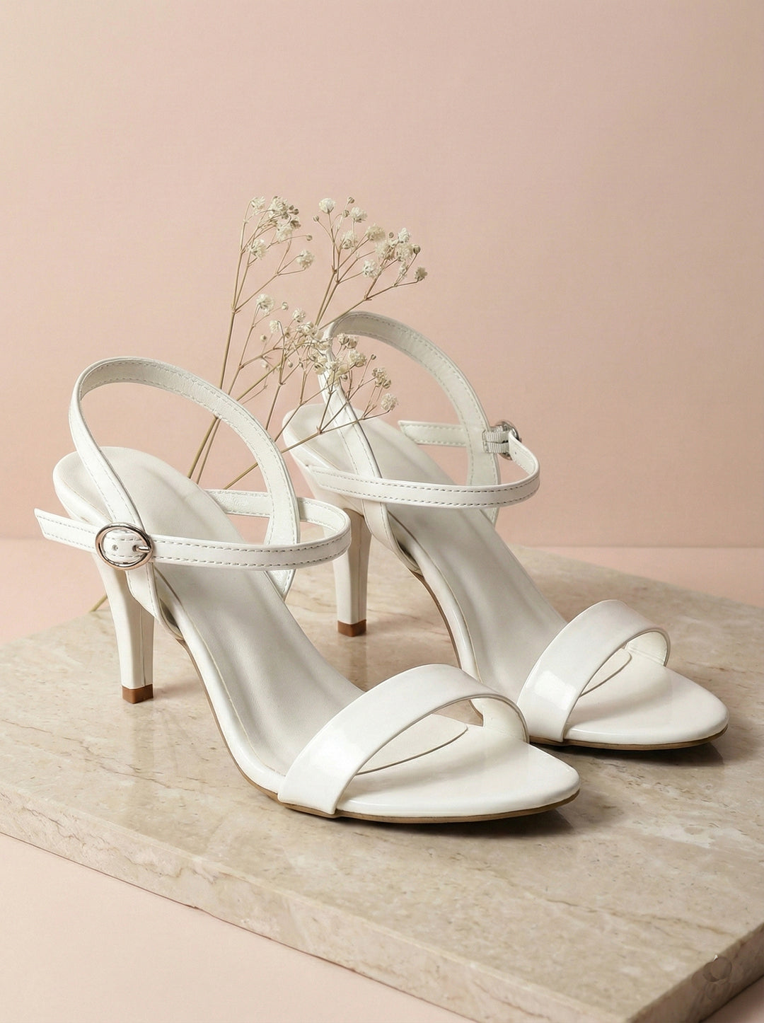 White Kitten Heels Sandals for women