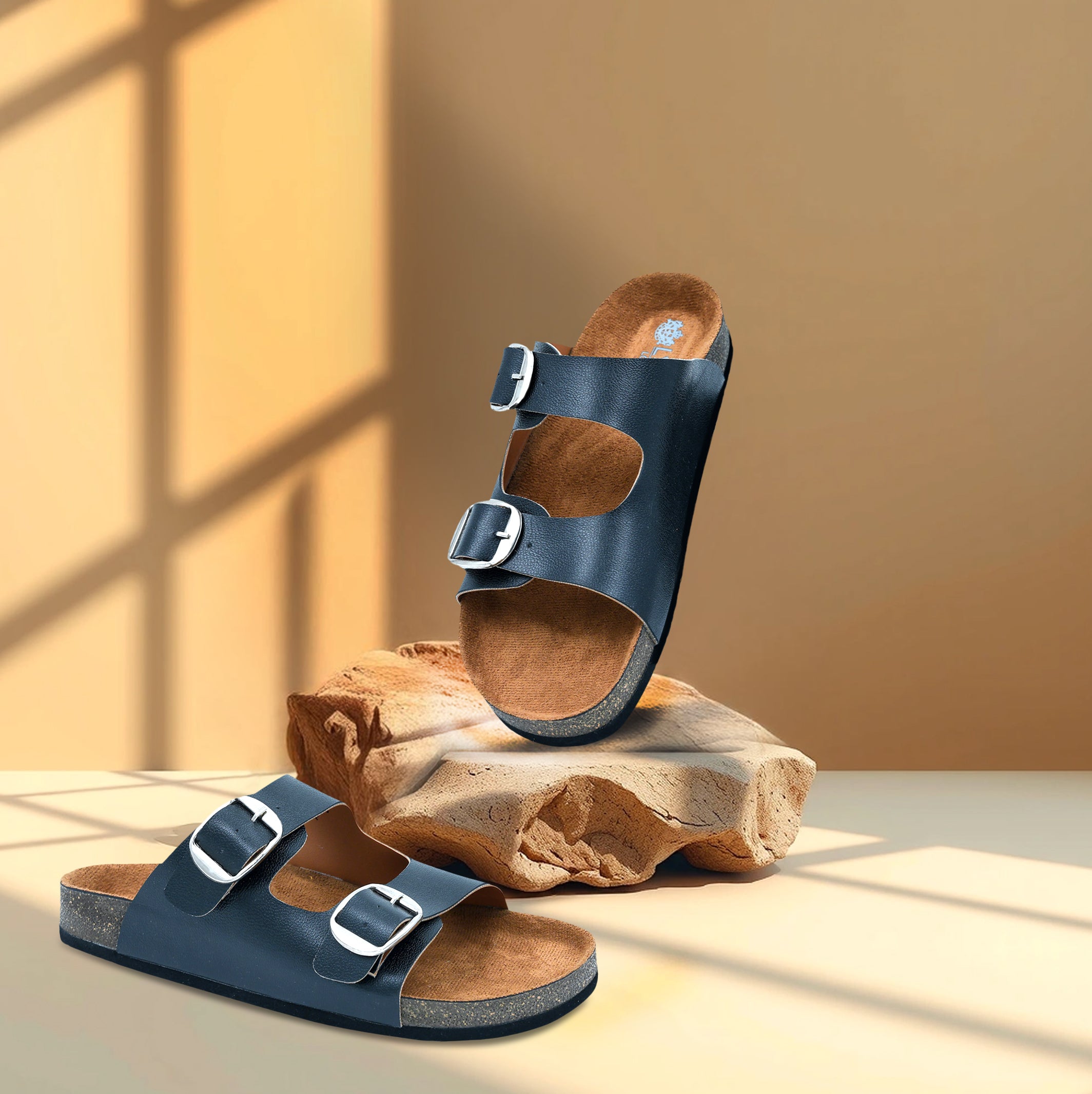 Women's Flat Sandals in Black Color