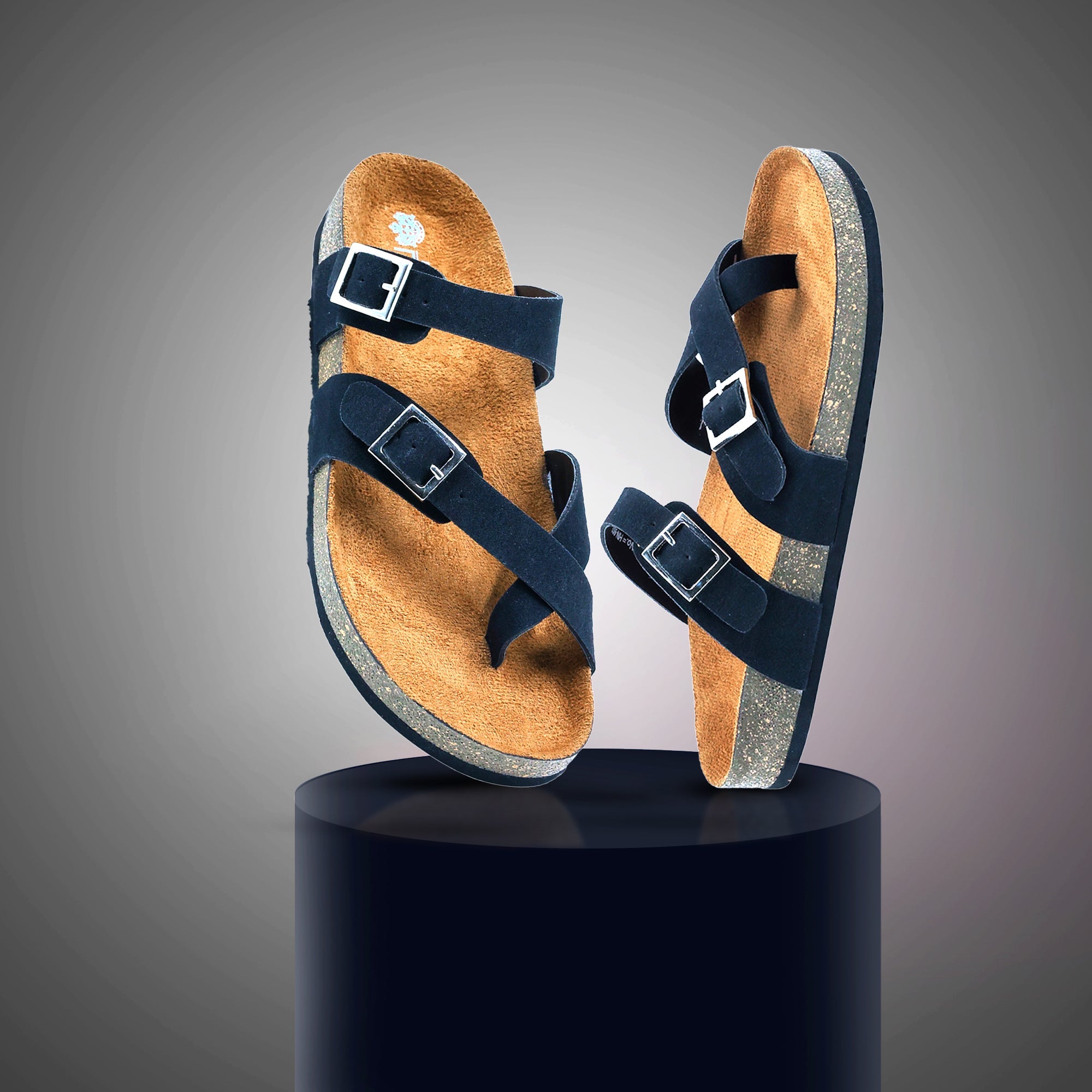 Black Suede Women's Flat Sandals - Soho