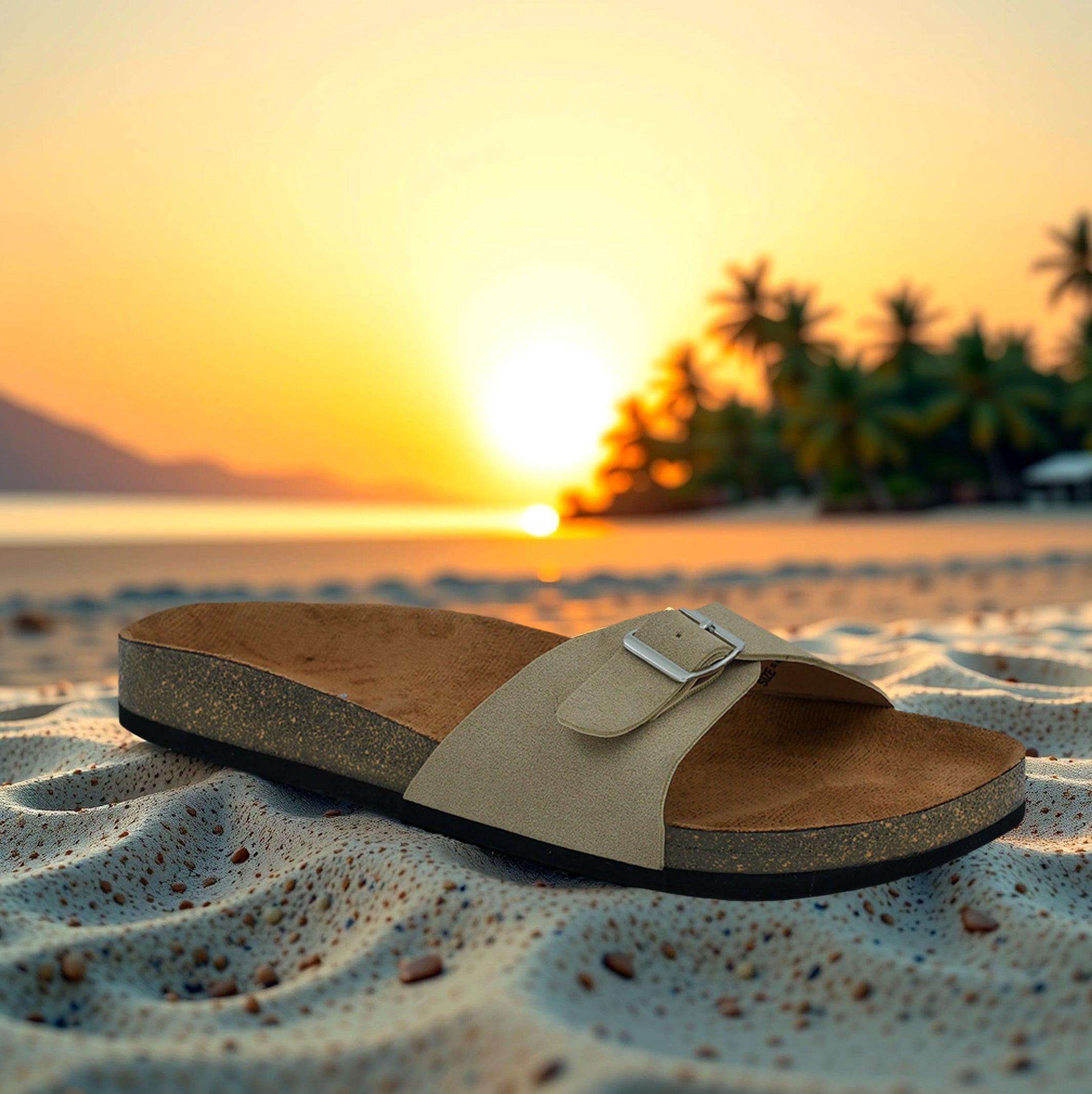 Beige Suede Flat Sandals for Women - Camden