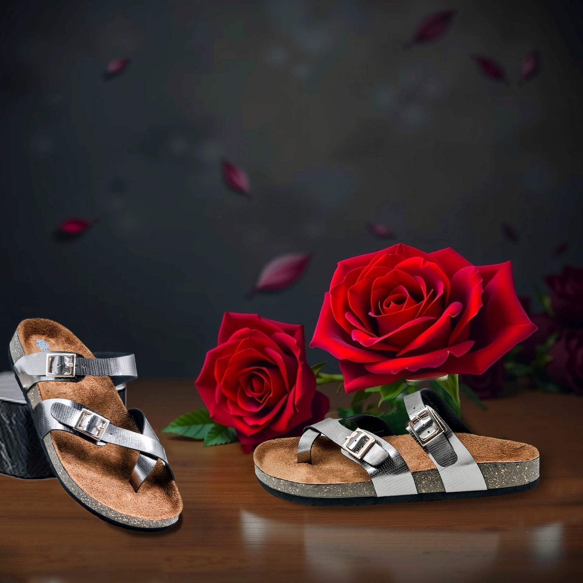 Gunmetal L Grain Sandals for Women - Soho