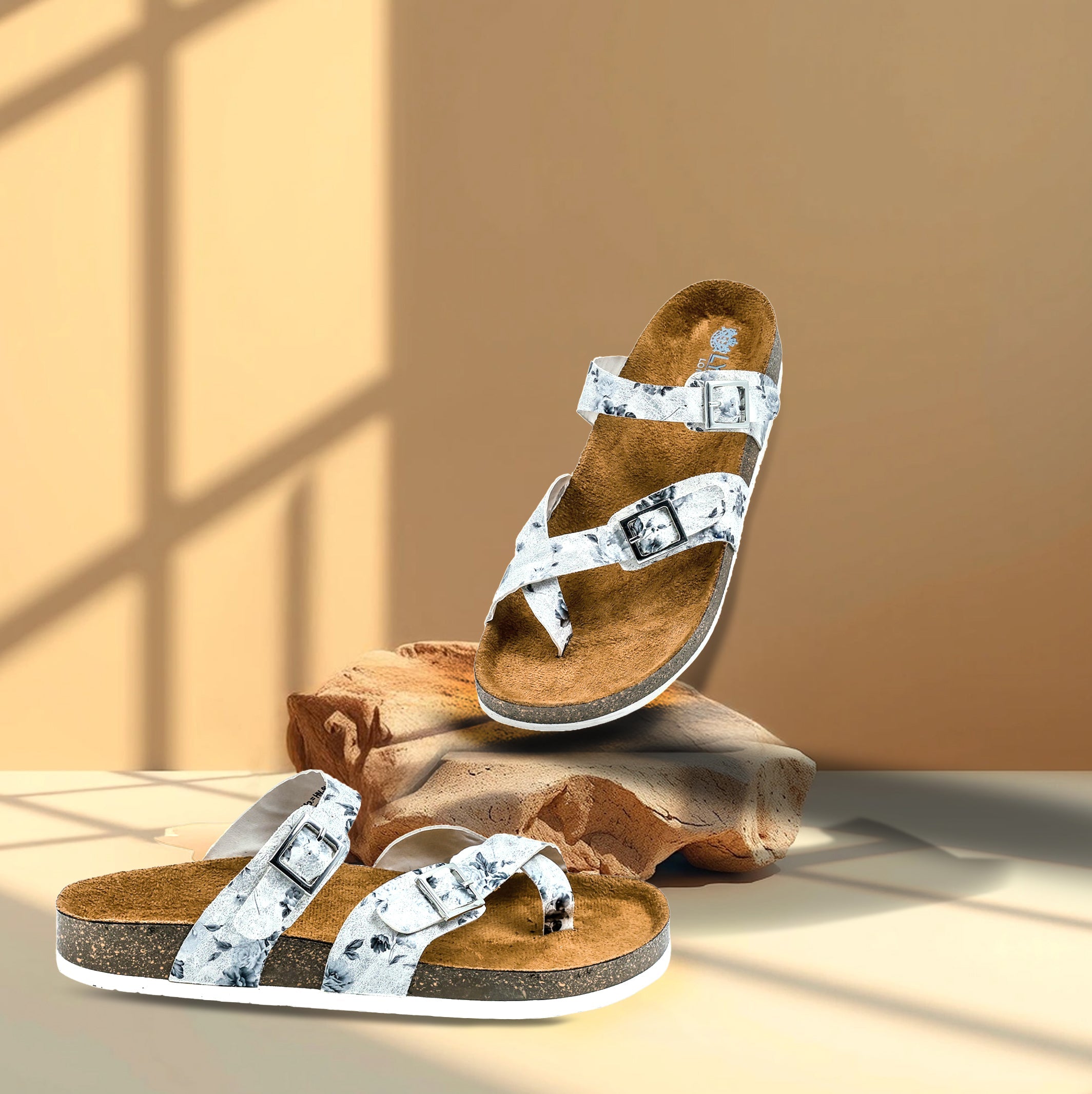White Flower Sandals for Women - Soho