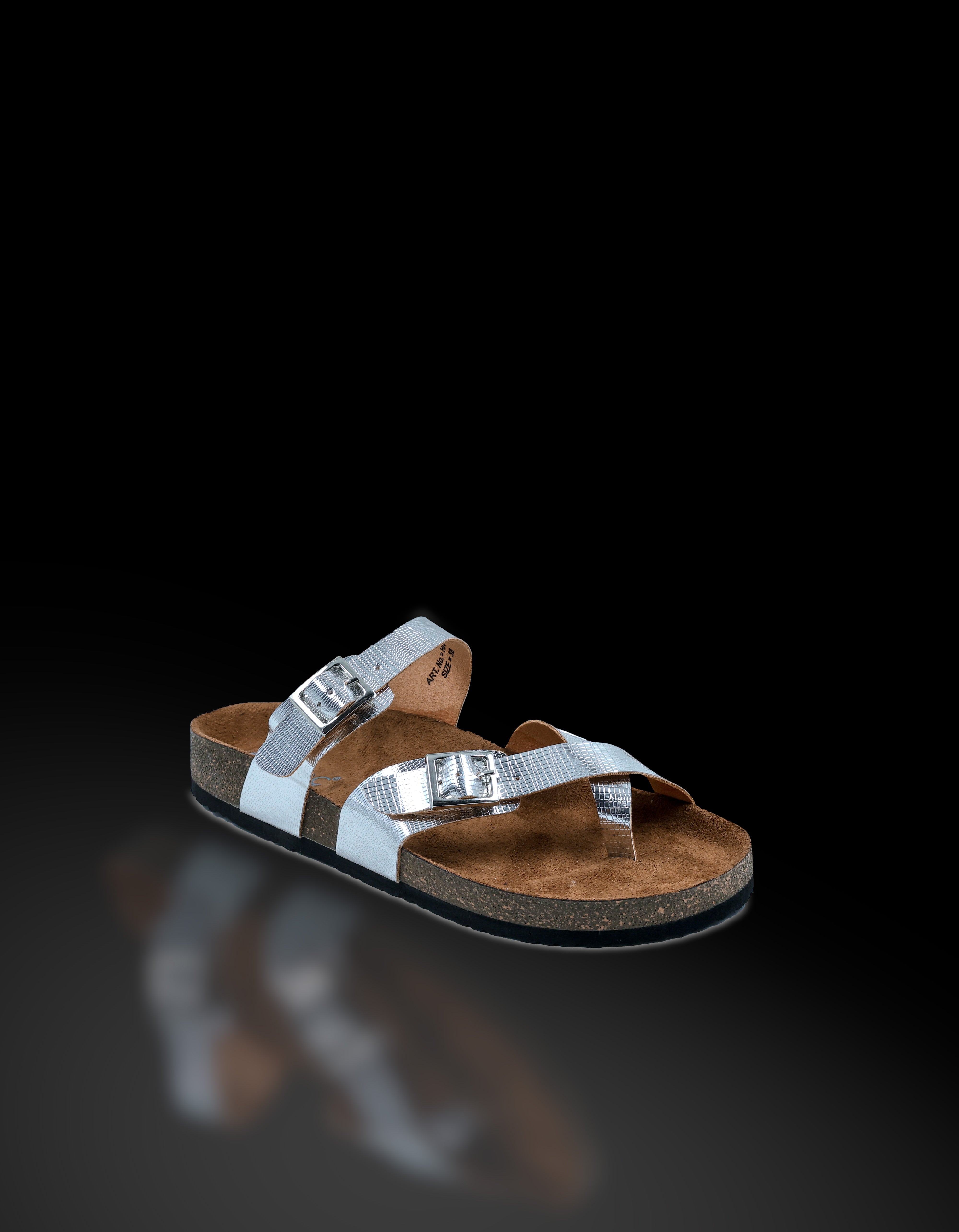 Silver L Grain Sandals for Women - Soho