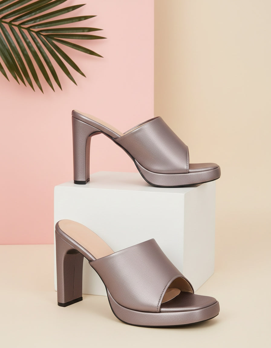 Gunmetal Mule Sandals for women