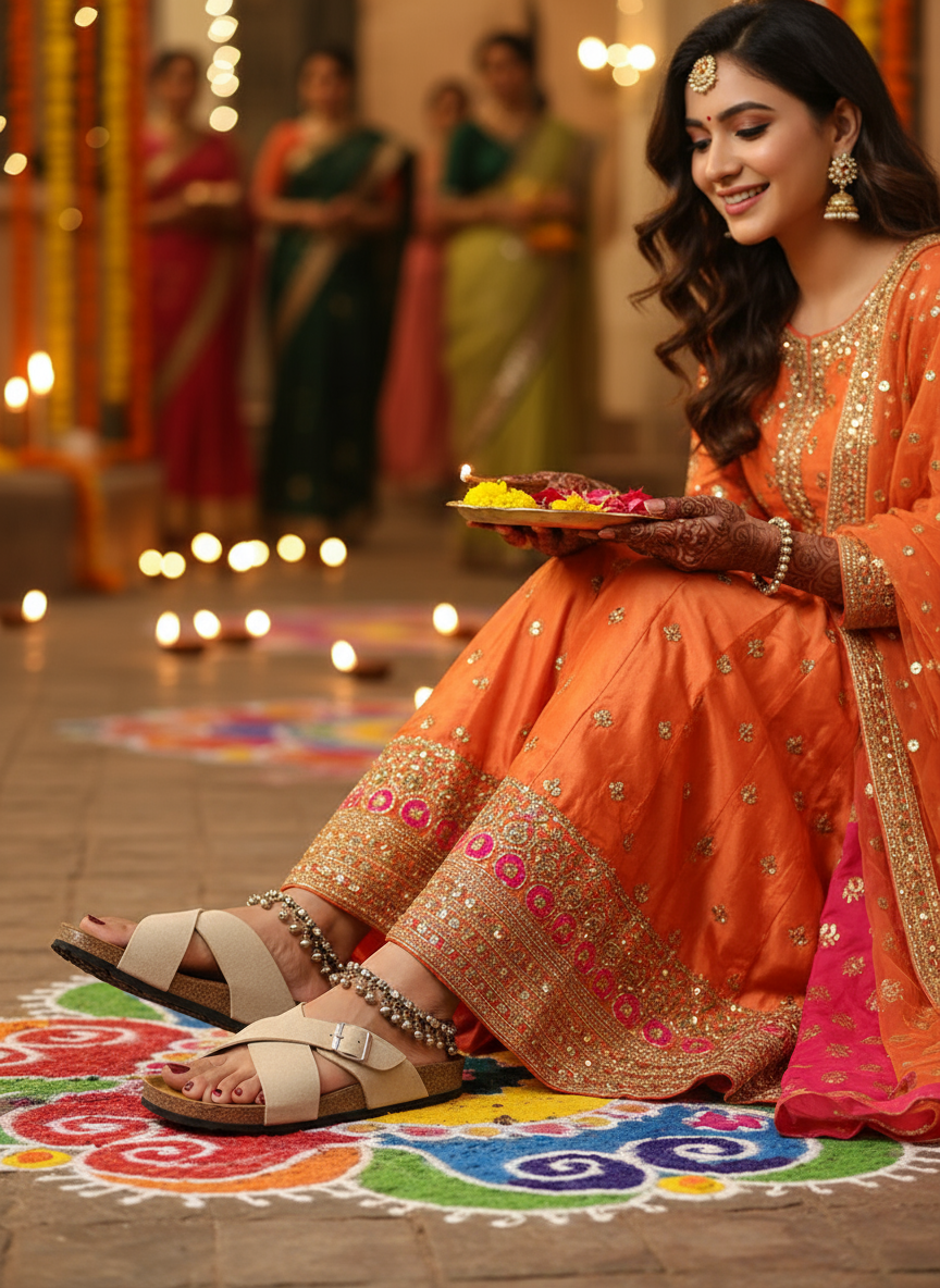 Beige Women's Flat Sandals